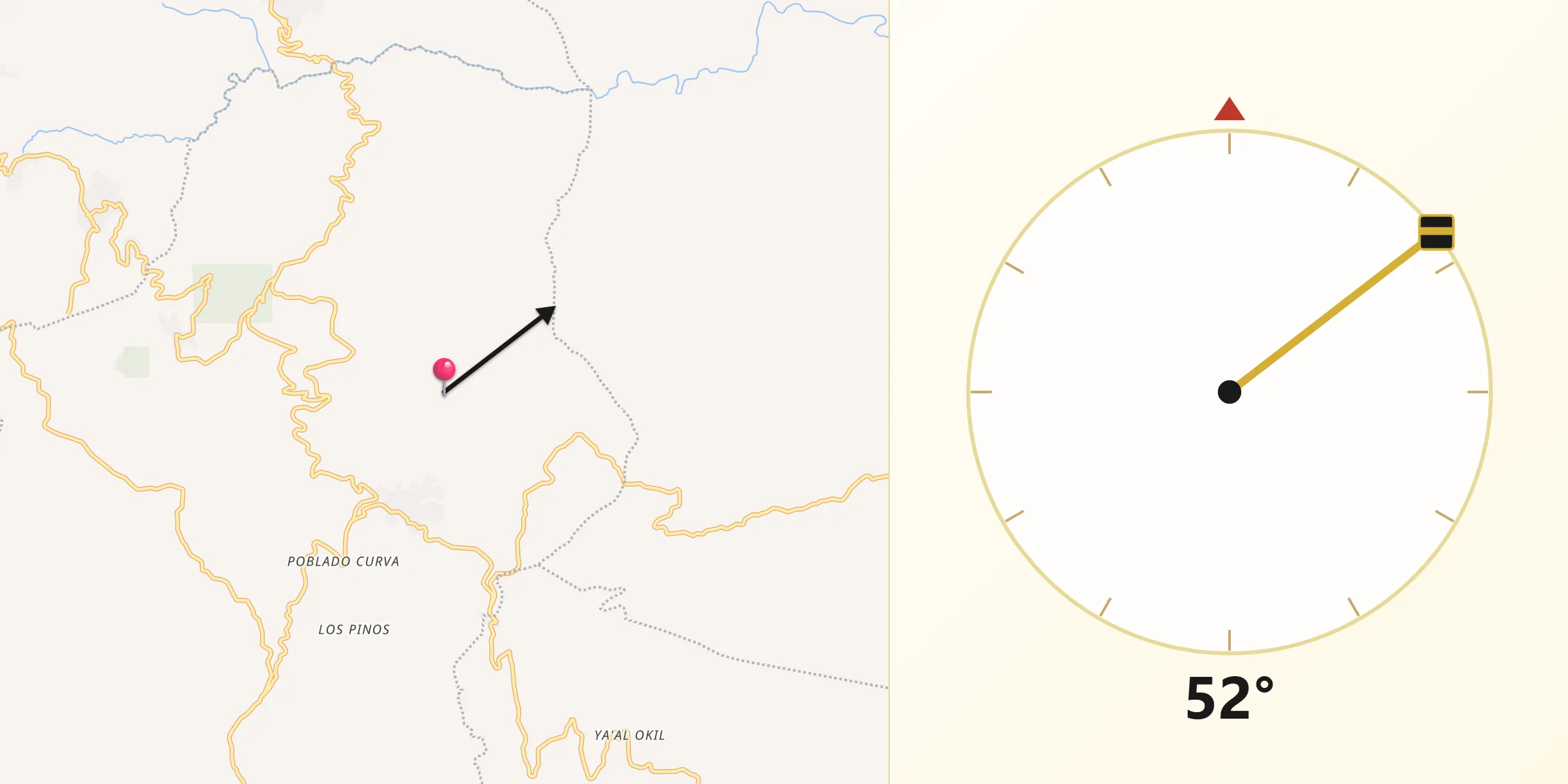 Dirección de la Qibla desde Chixtontic