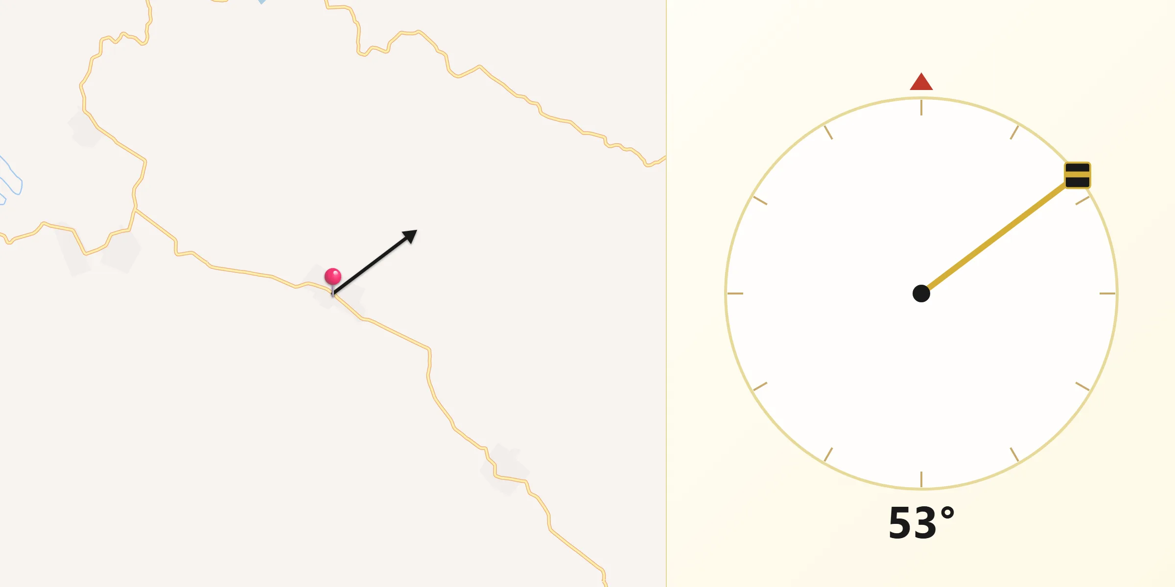 Dirección de la Qibla desde Santa Elena