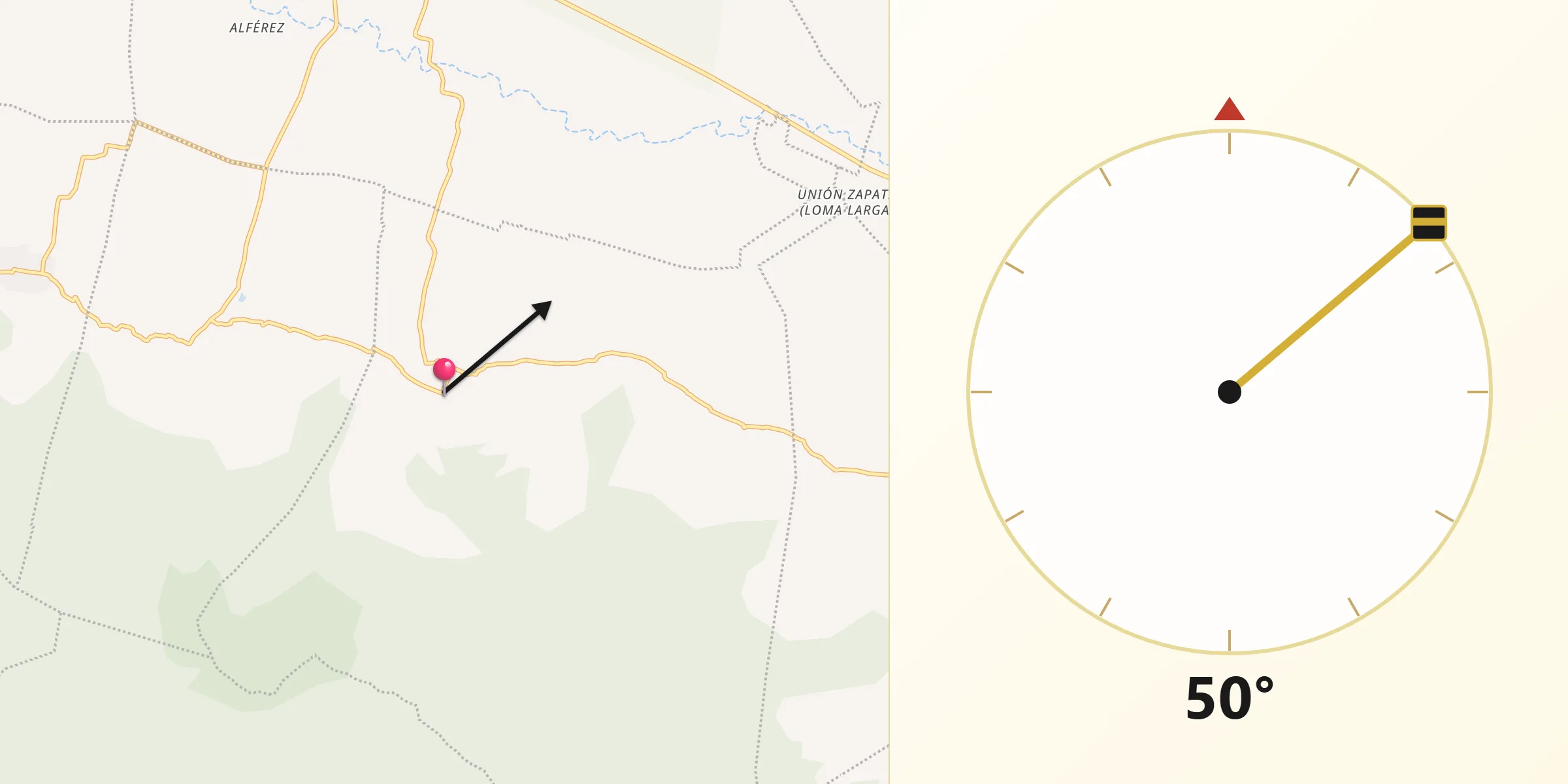 Dirección de la Qibla desde San Lucas Quiavini