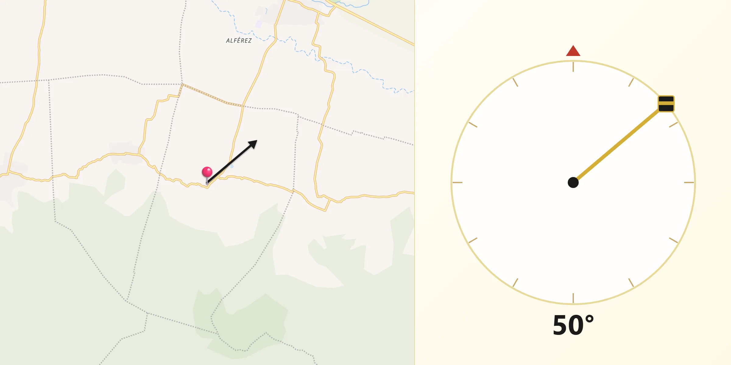 Dirección de la Qibla desde San Bartolomé Quialana