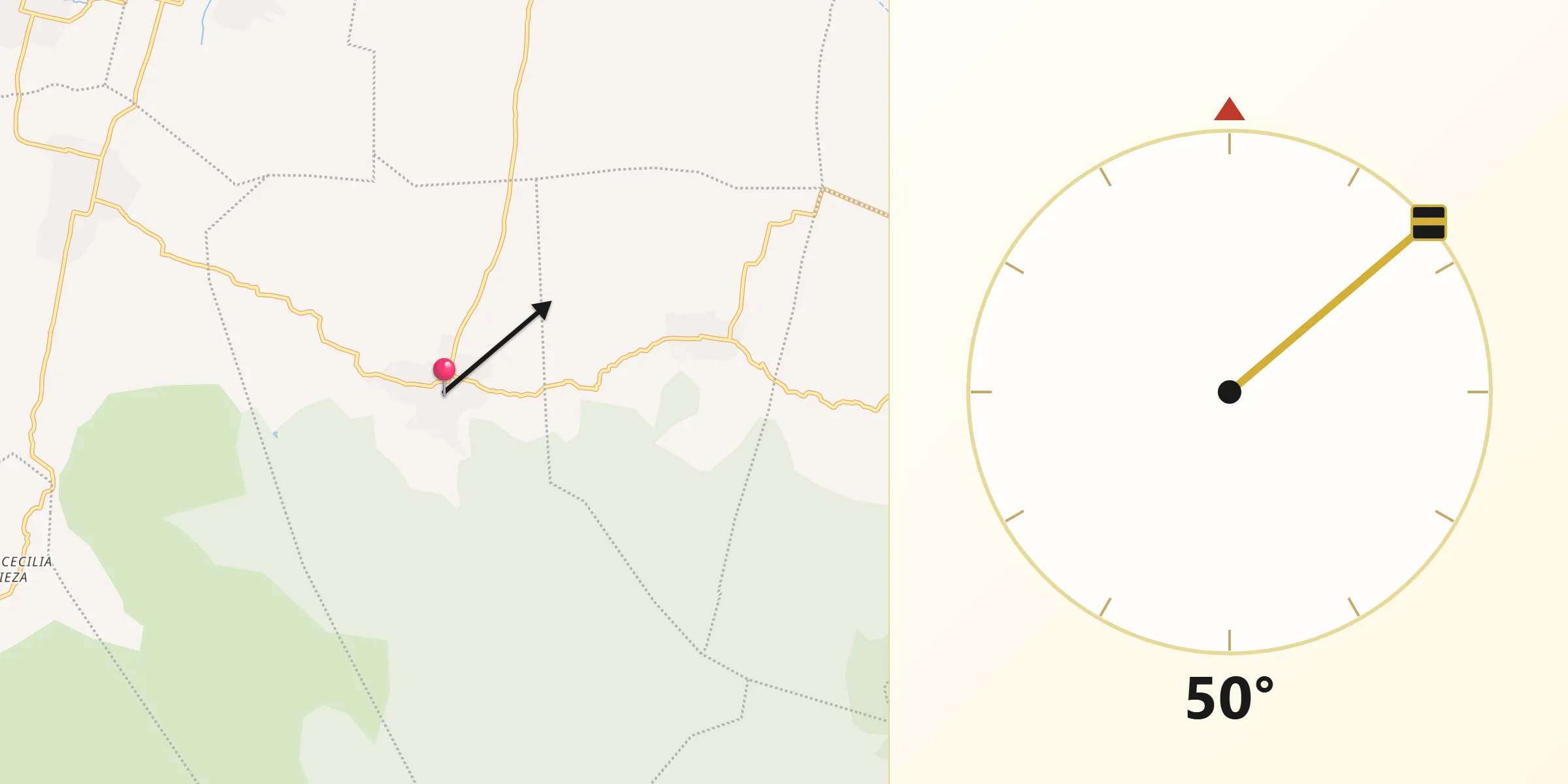 Dirección de la Qibla desde Magdalena Teitipac