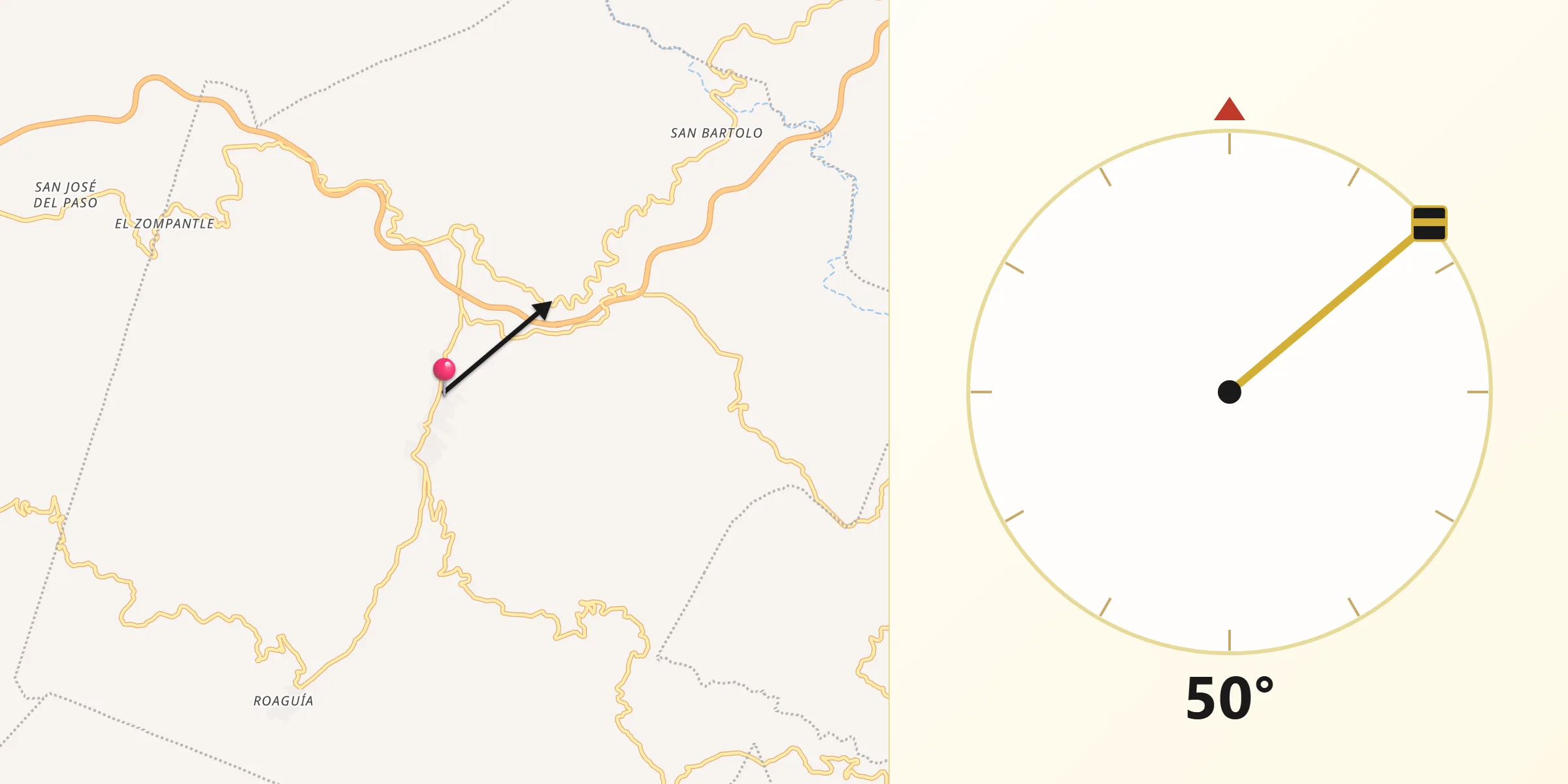 Dirección de la Qibla desde San Lorenzo Albarradas