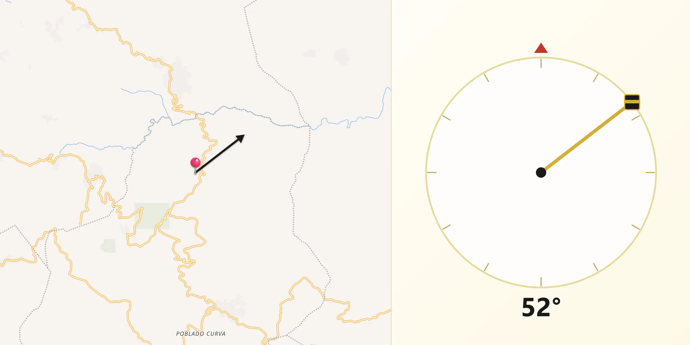 Dirección de la Qibla desde Tres Cerros