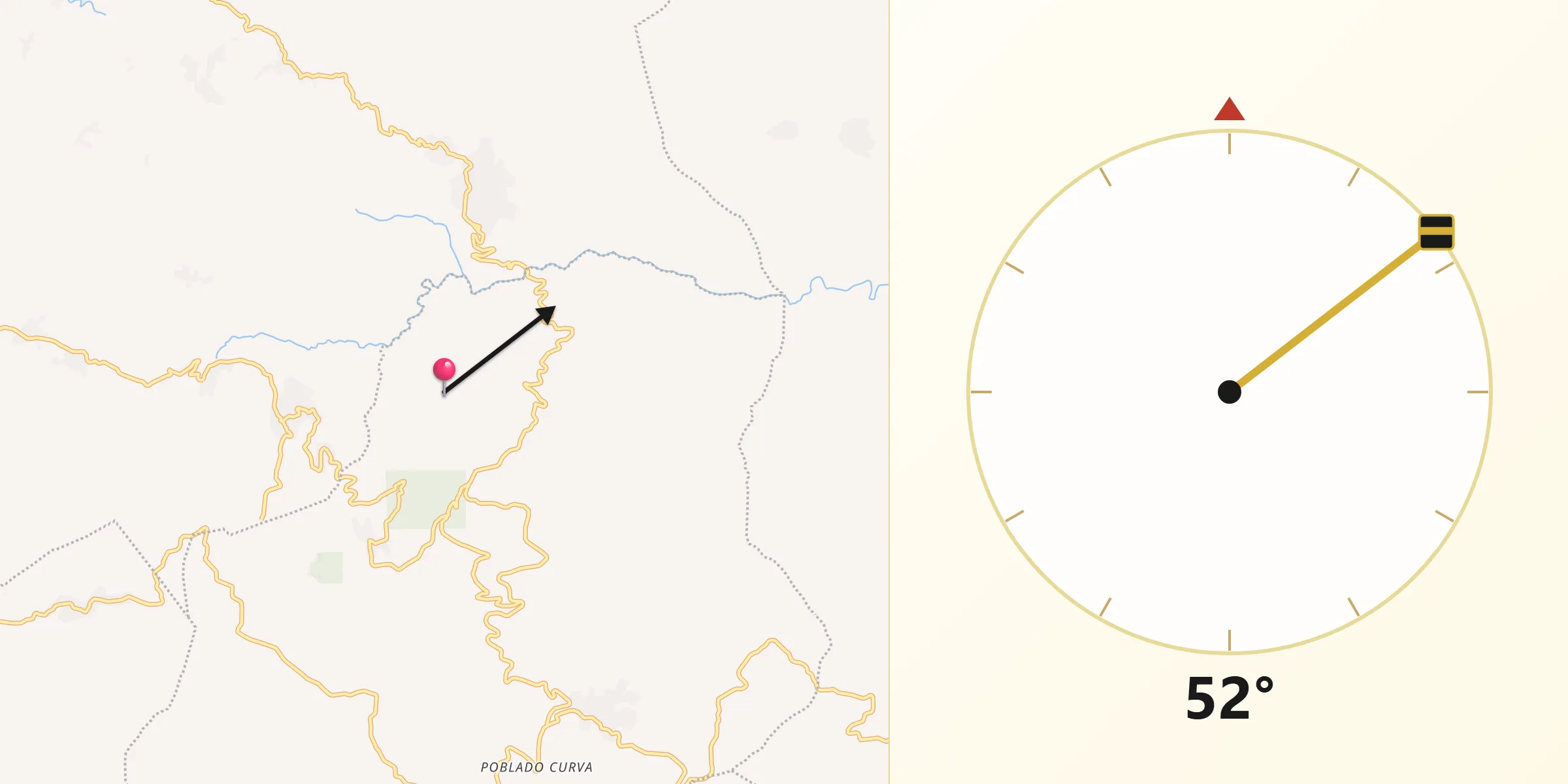 Dirección de la Qibla desde Cancuc