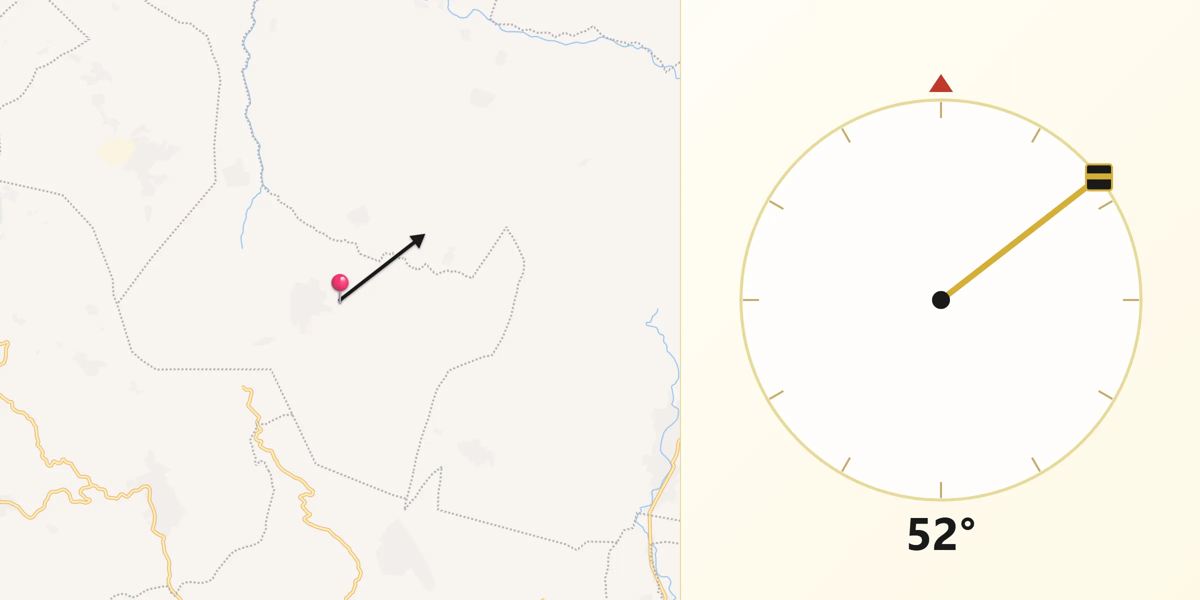 Dirección de la Qibla desde Aldama