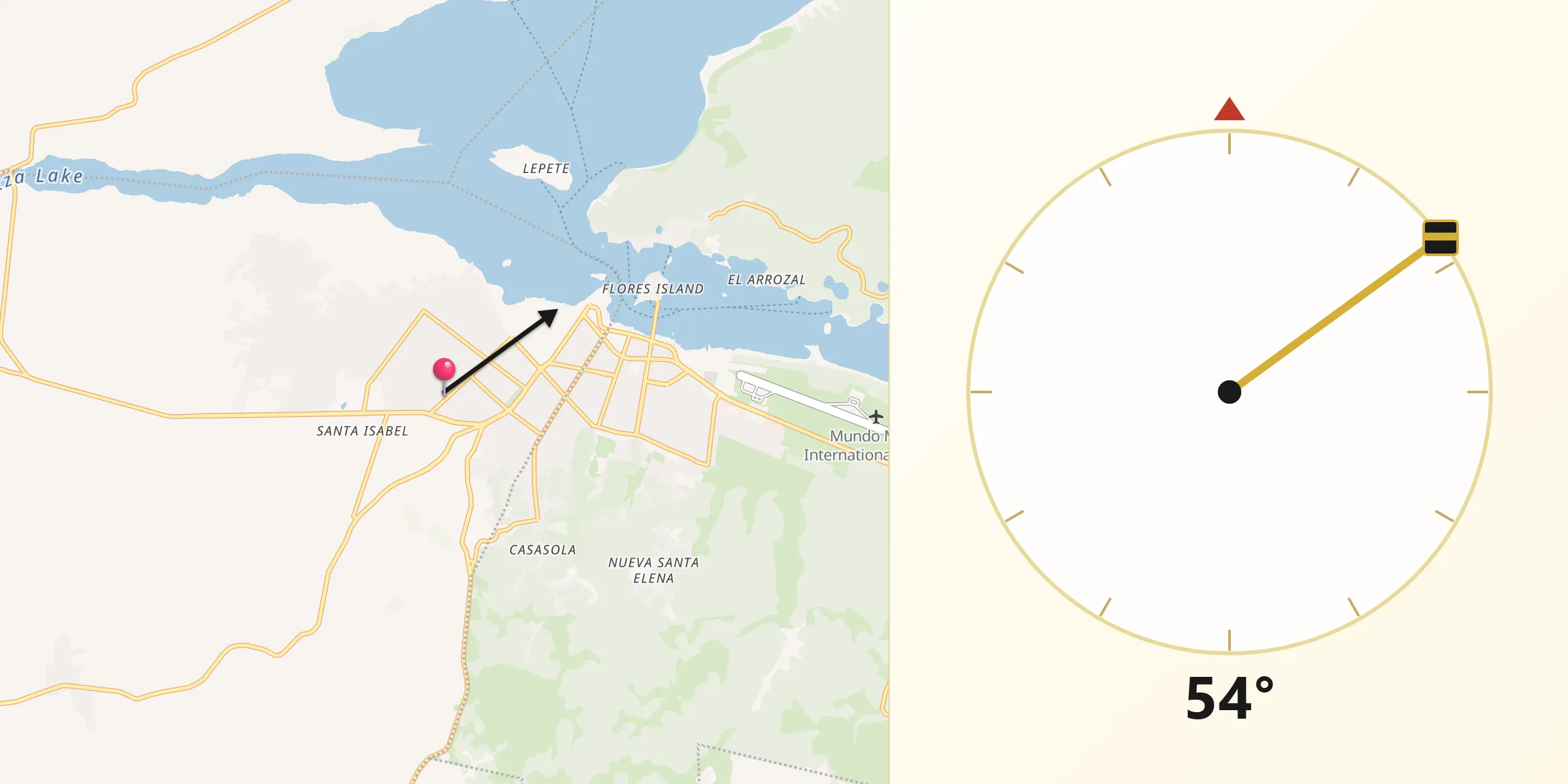Dirección de la Qibla desde San Benito