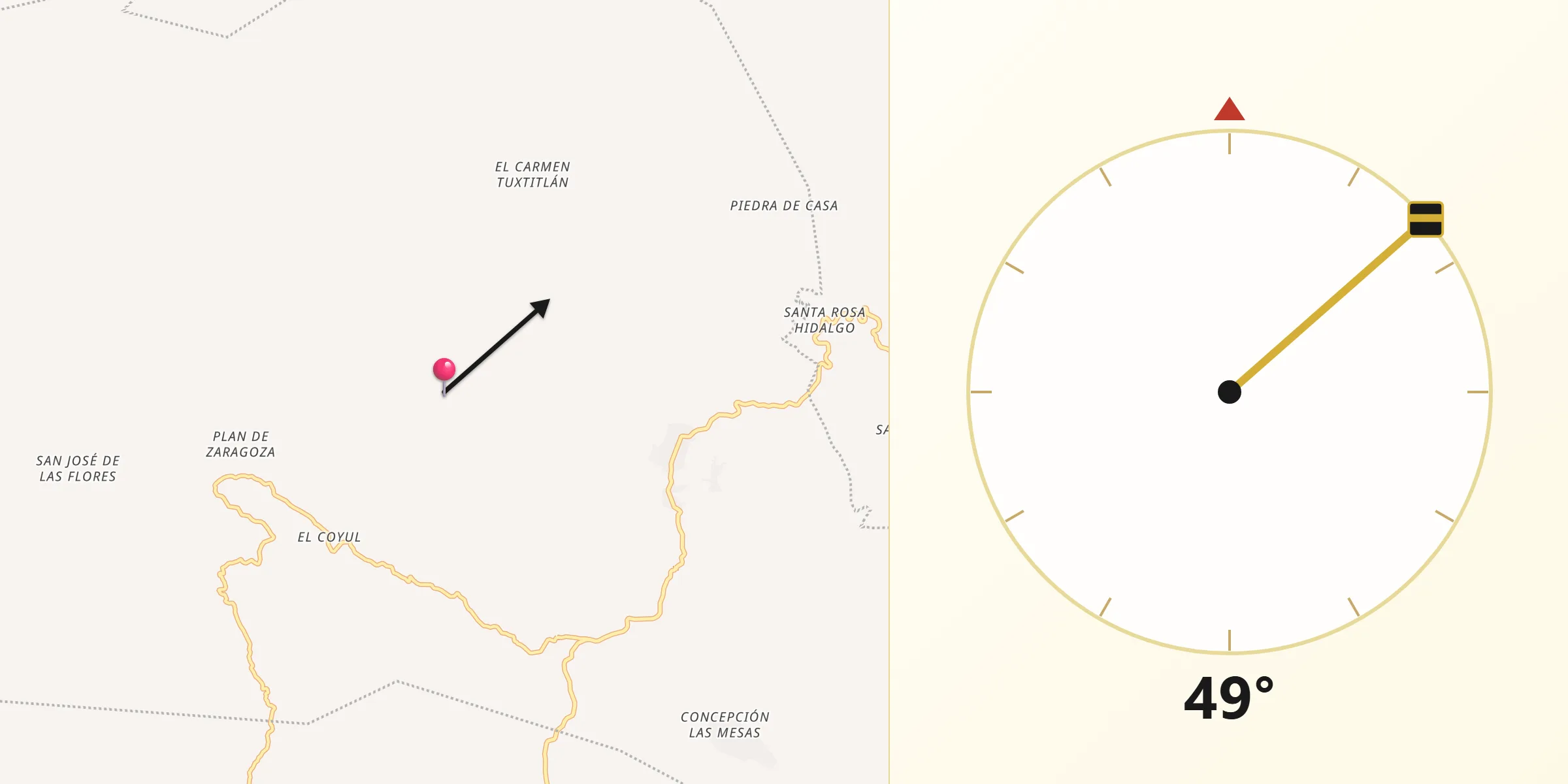 Dirección de la Qibla desde Mesones Hidalgo