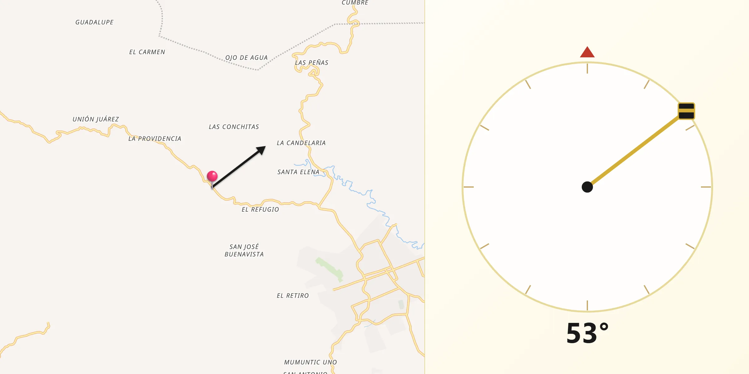 Dirección de la Qibla desde Sibacá