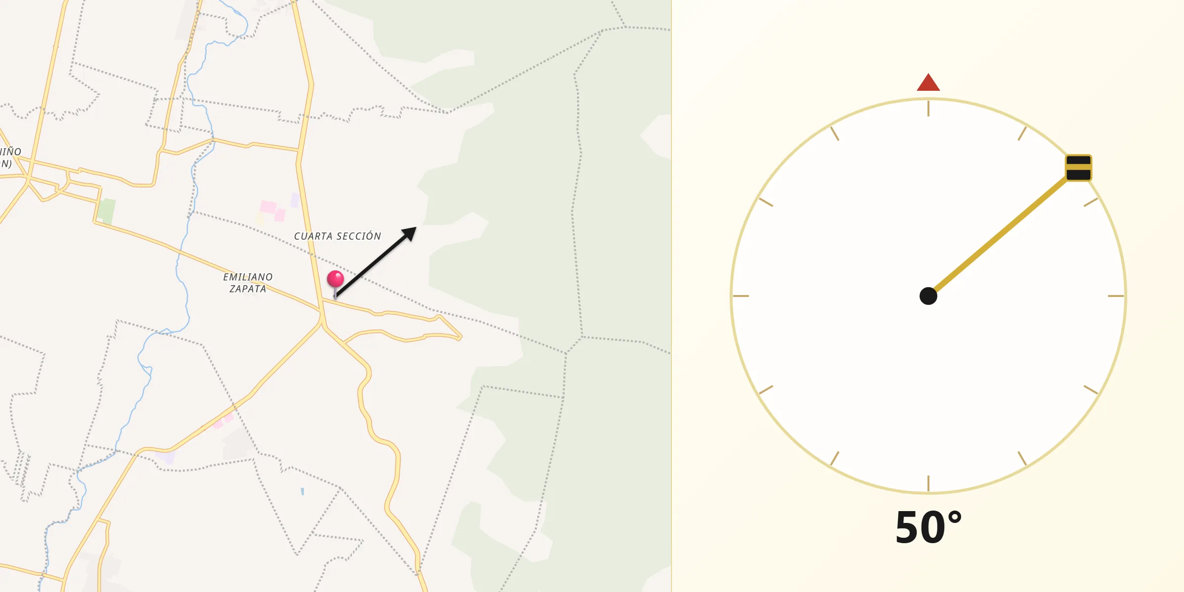 Dirección de la Qibla desde Vicente Guerrero