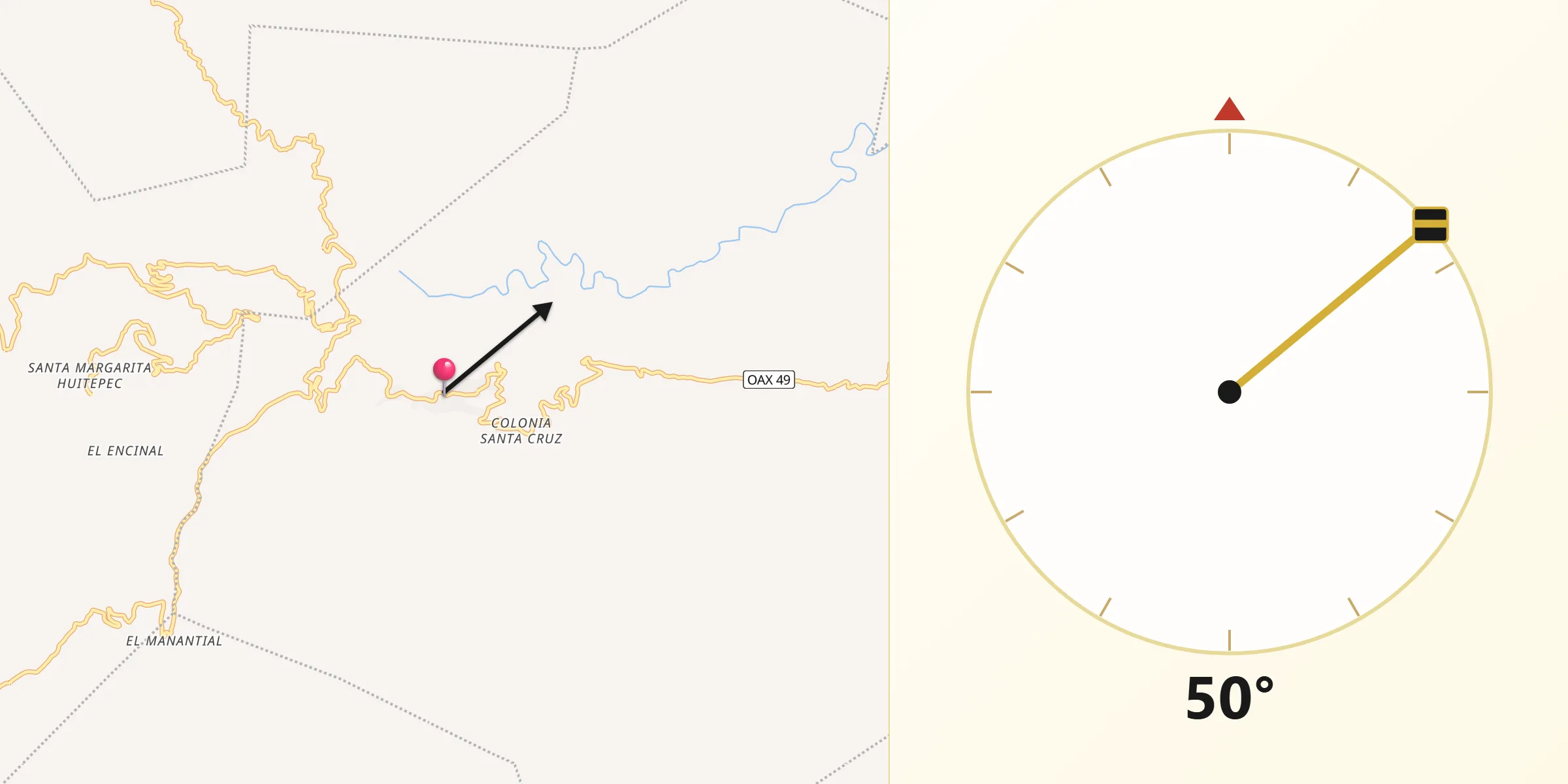 Dirección de la Qibla desde Santiago Ixcuintepec