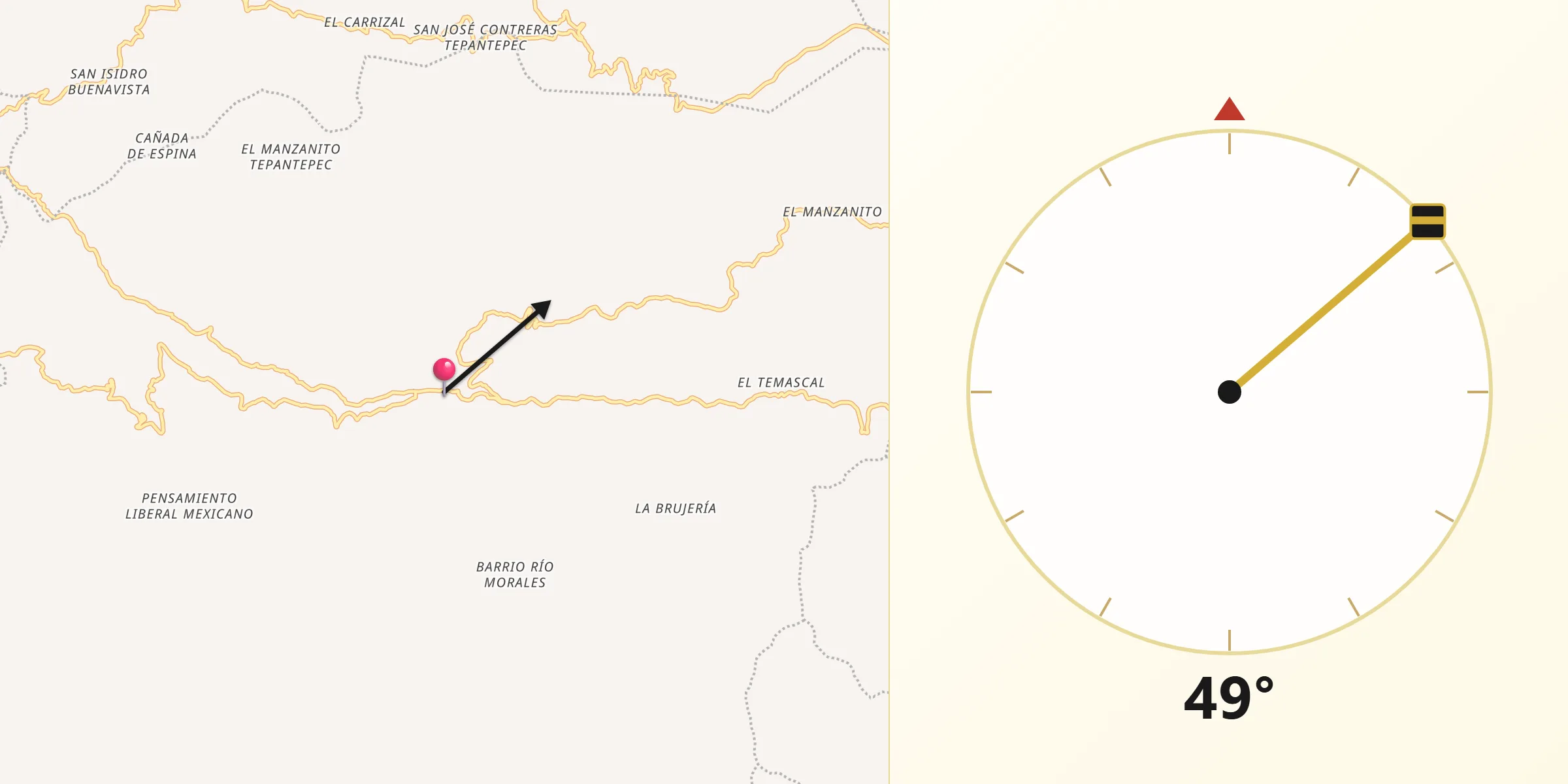 Dirección de la Qibla desde San Miguel Peras