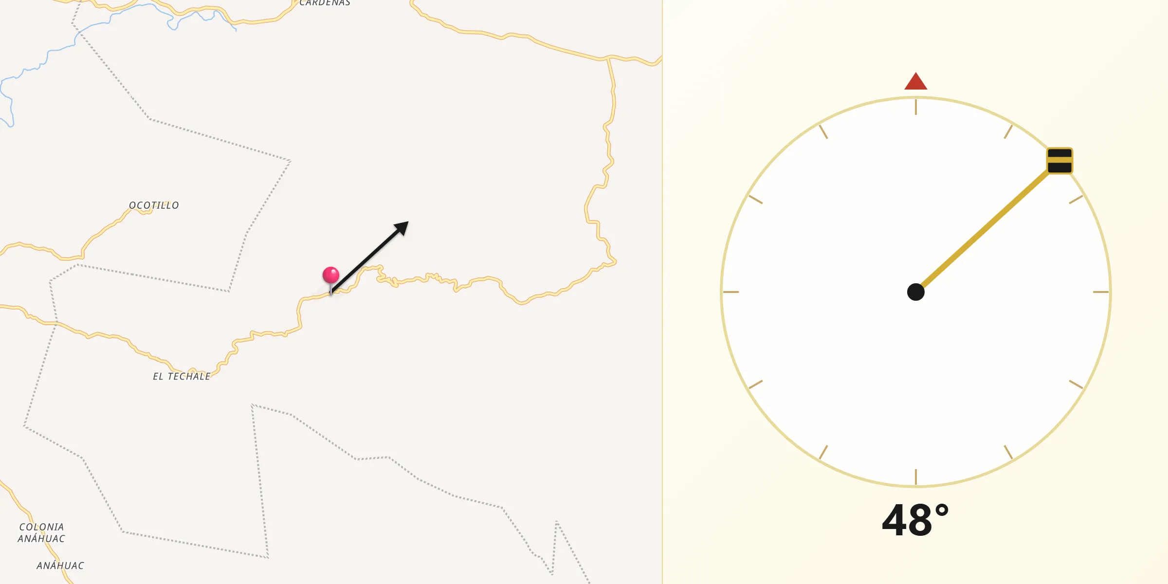 Dirección de la Qibla desde Ocotlán