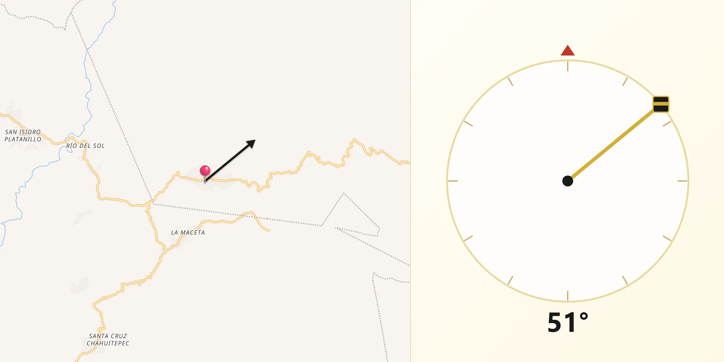 Dirección de la Qibla desde Zacatal