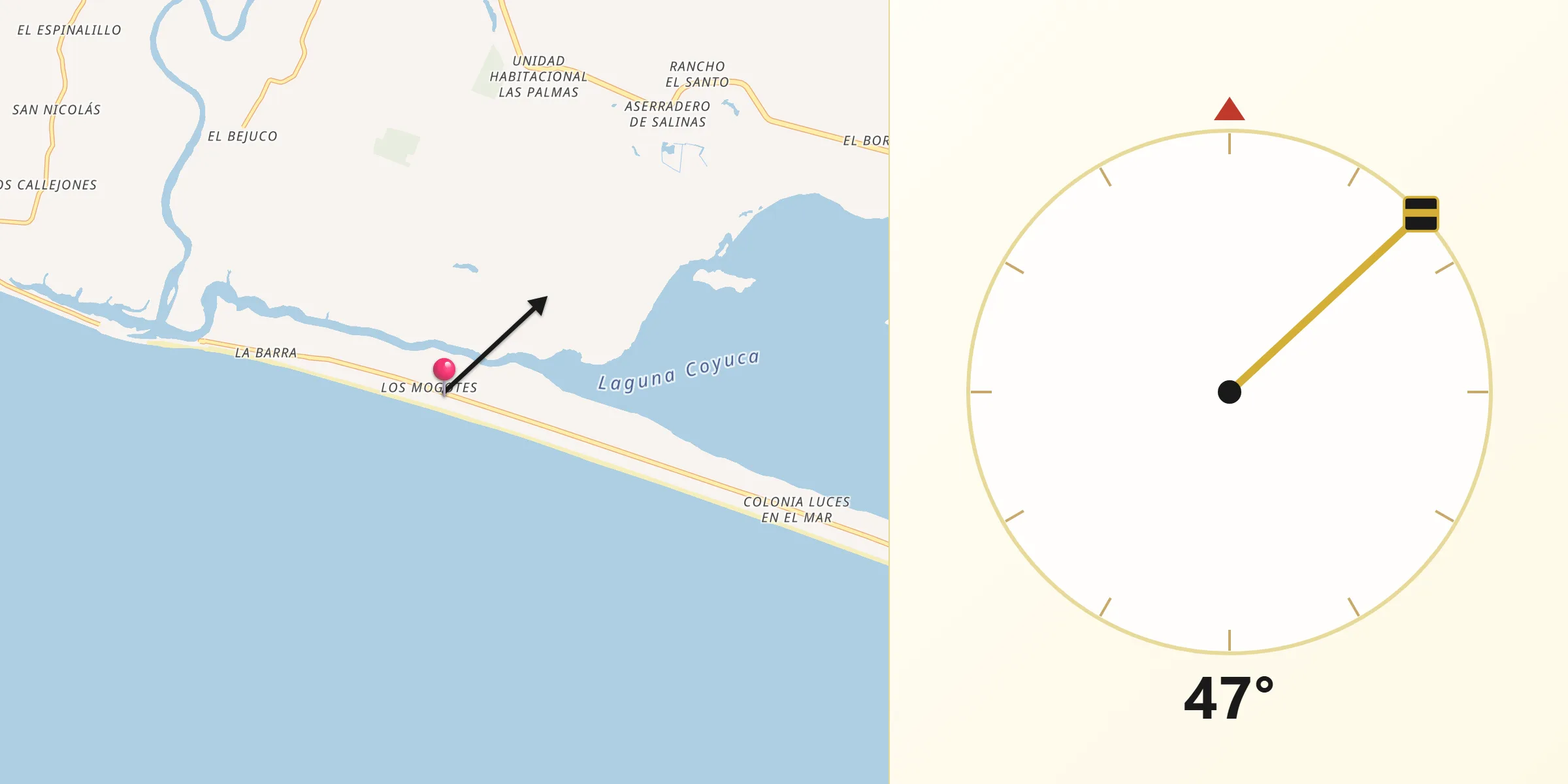 Dirección de la Qibla desde Los Mogotes