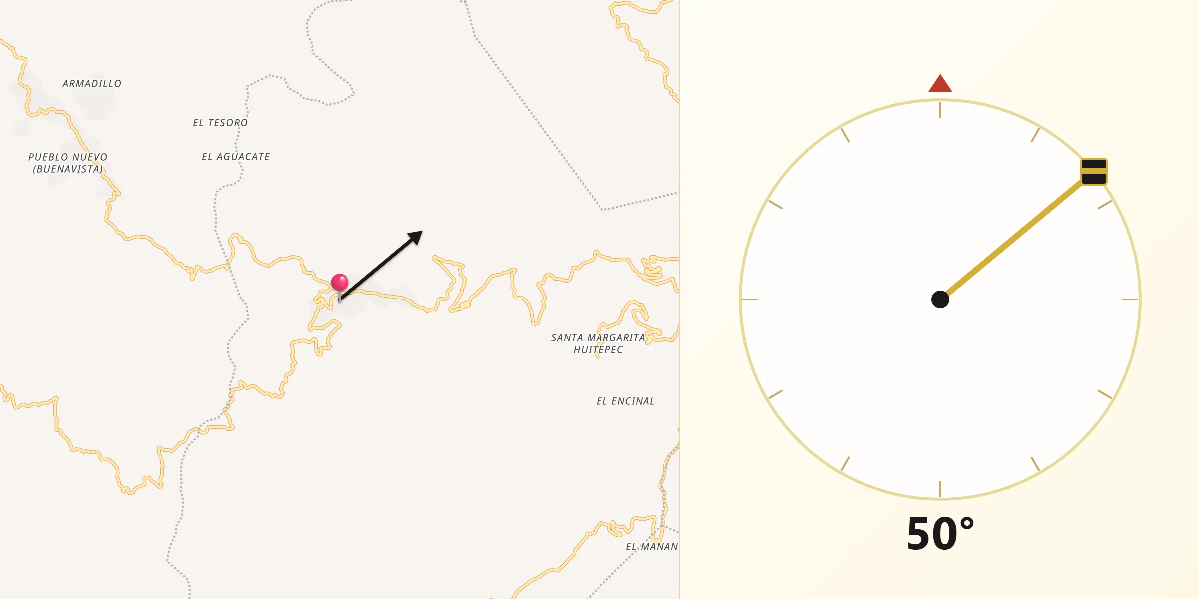 Dirección de la Qibla desde San Lucas Camotlán