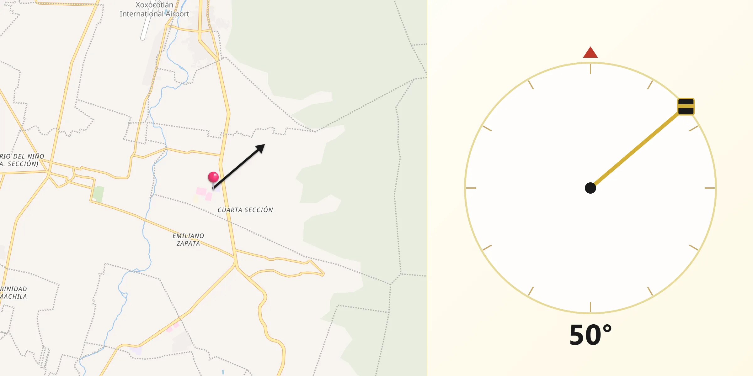 Dirección de la Qibla desde San Bartolo Coyotepec