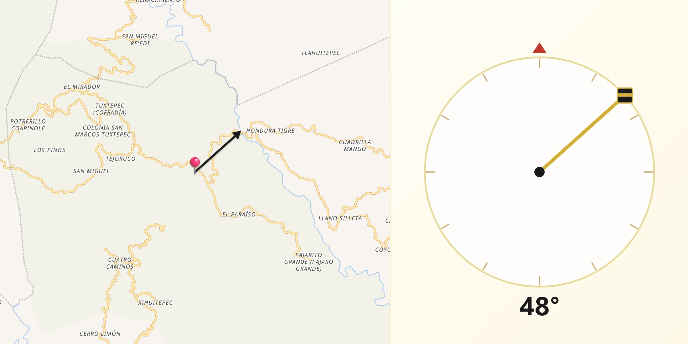 Dirección de la Qibla desde Pueblo Hidalgo