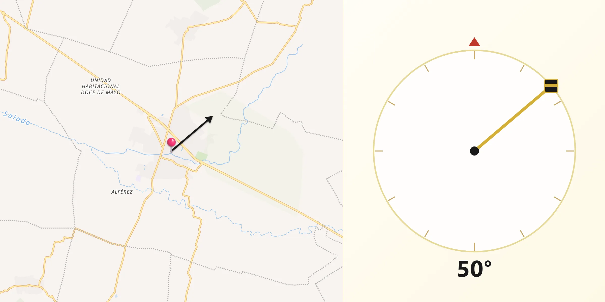 Dirección de la Qibla desde Tlacolula de Matamoros