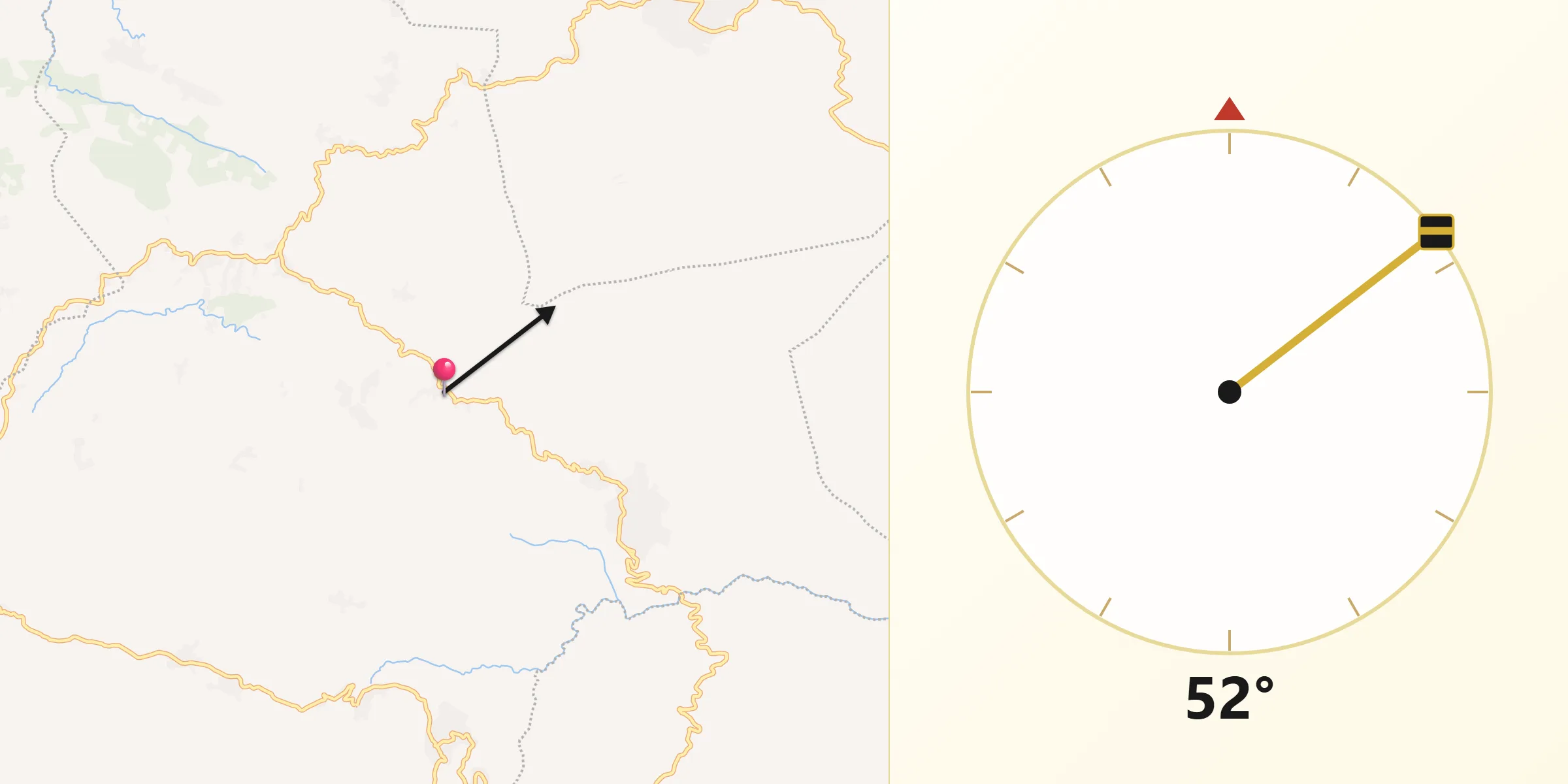 Dirección de la Qibla desde Yibeljoj