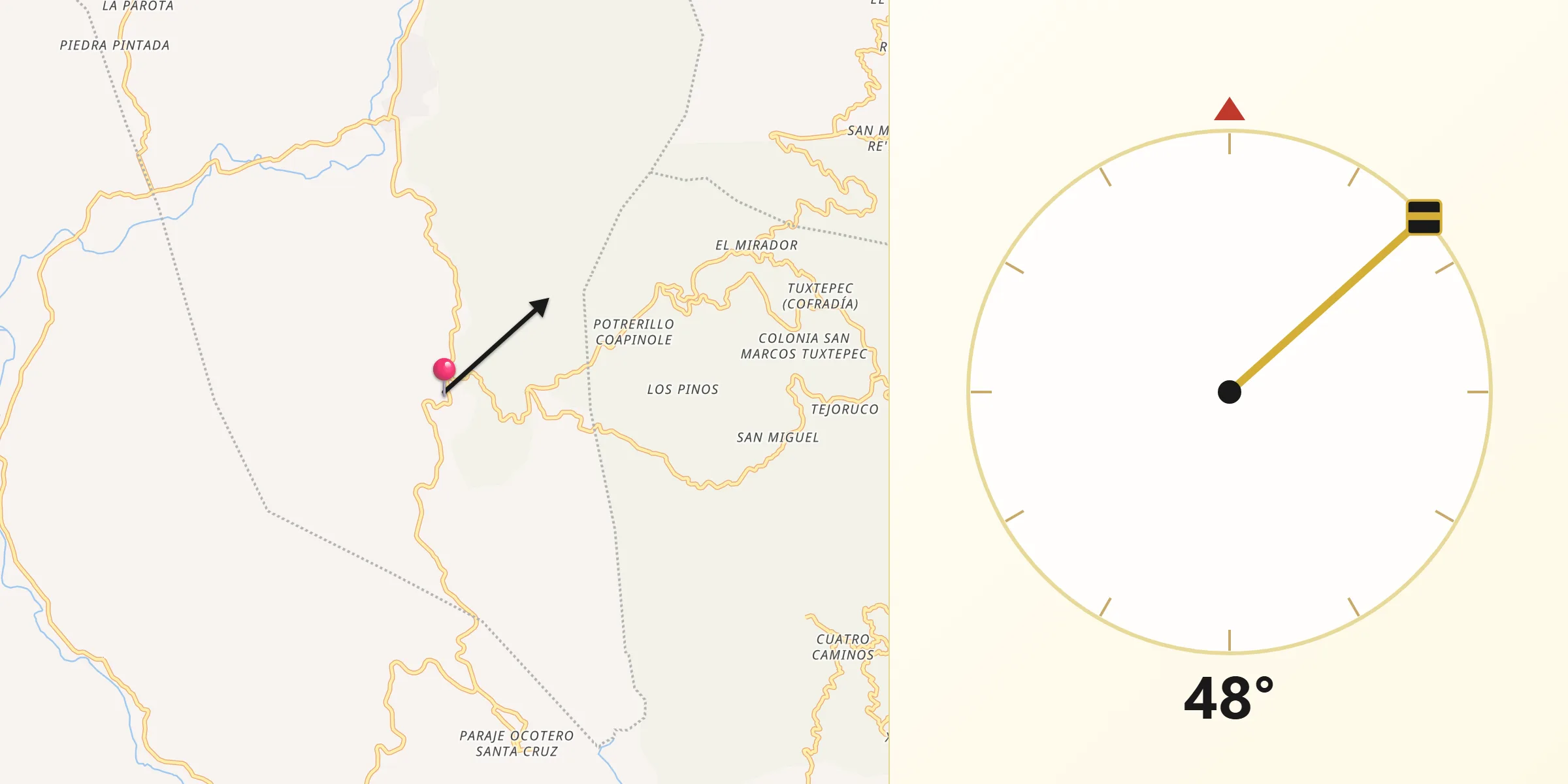 Dirección de la Qibla desde El Potrerillo (Potrerillo del Rincón)