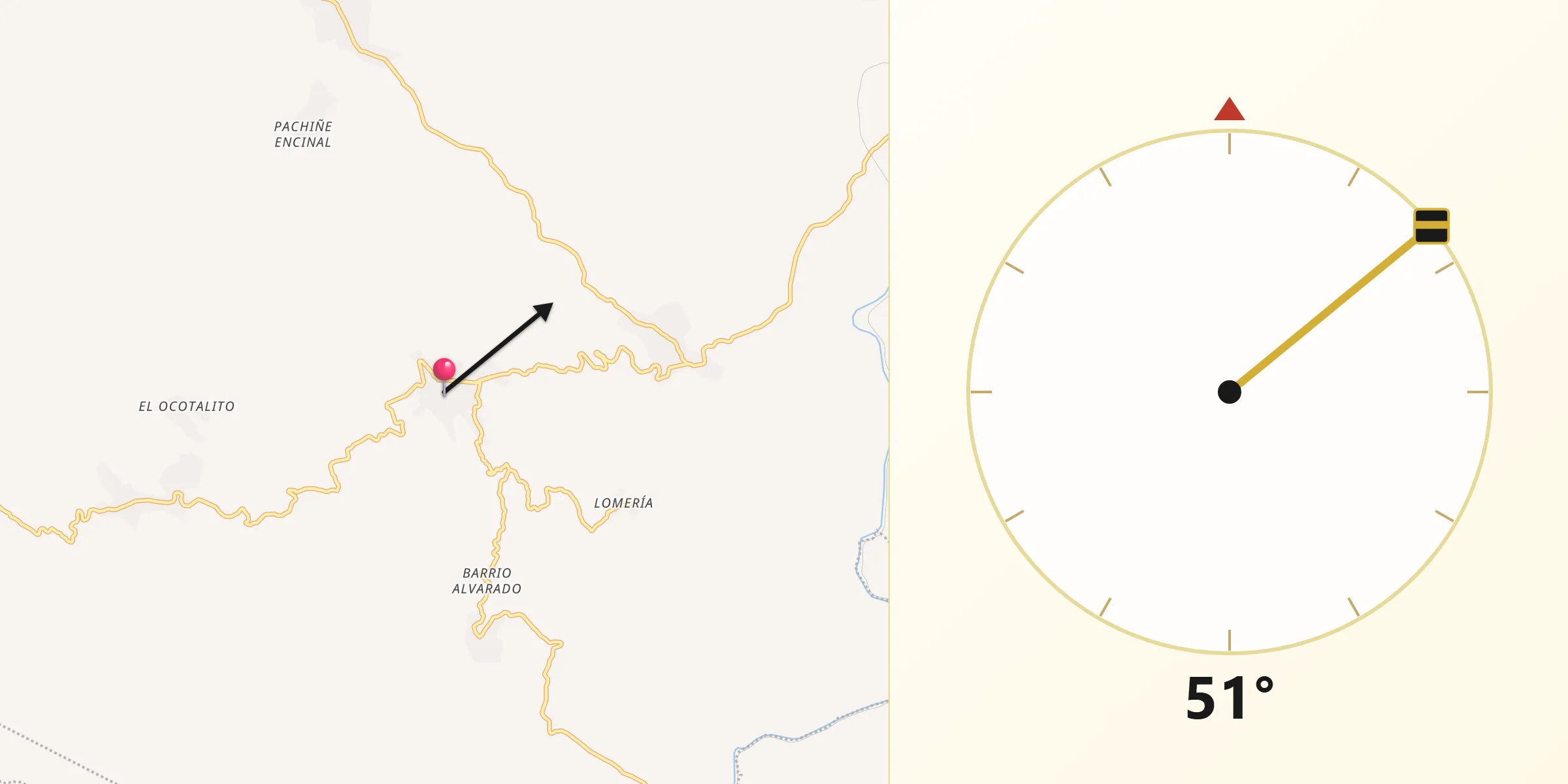 Dirección de la Qibla desde San Juan Guichicovi
