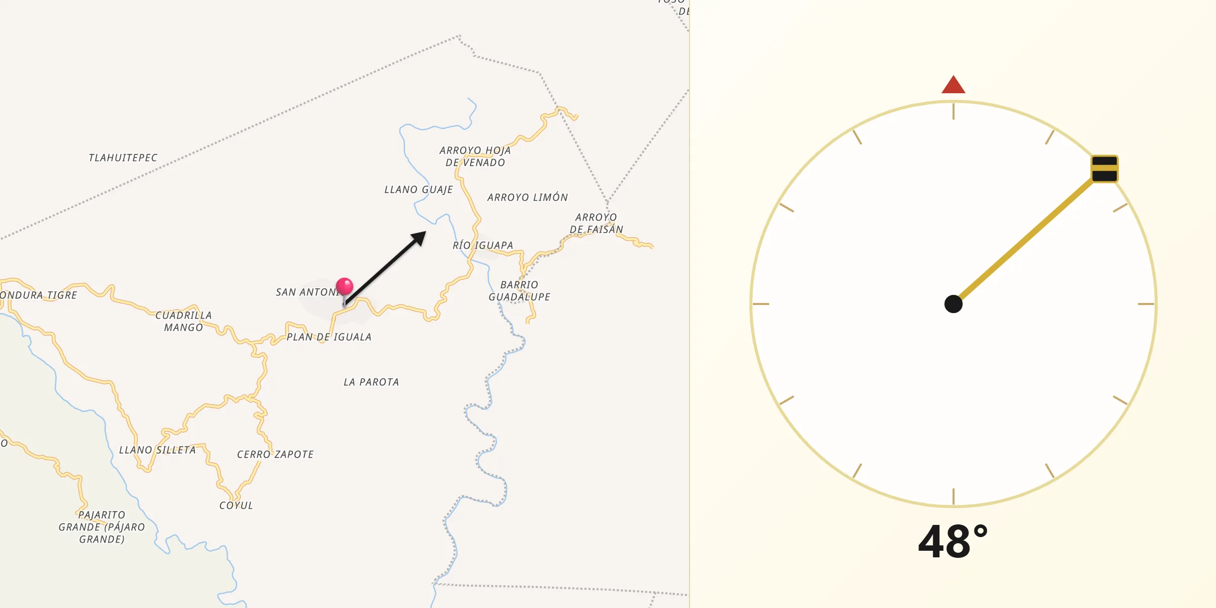 Dirección de la Qibla desde Buena Vista