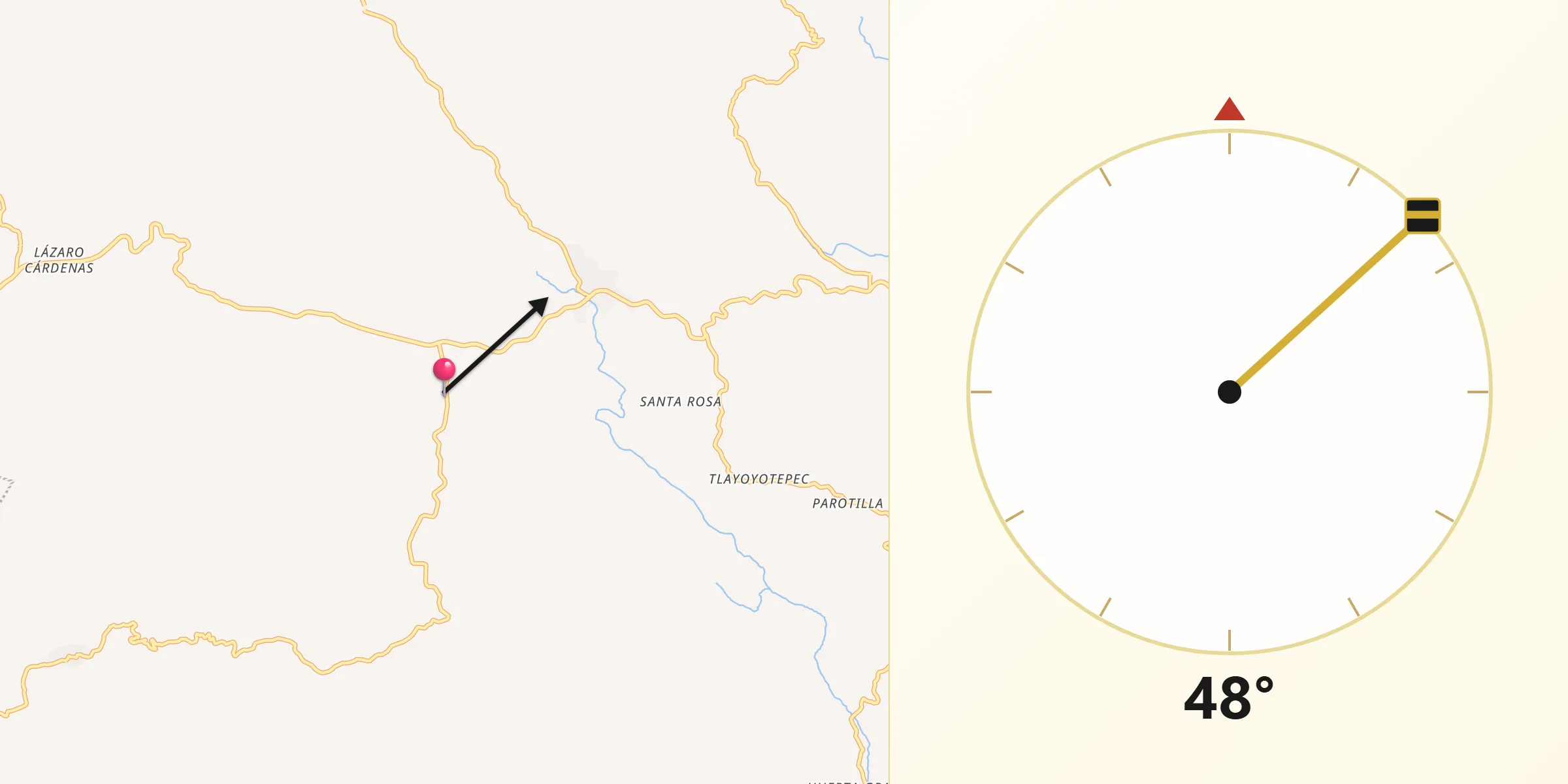Dirección de la Qibla desde Las Ánimas