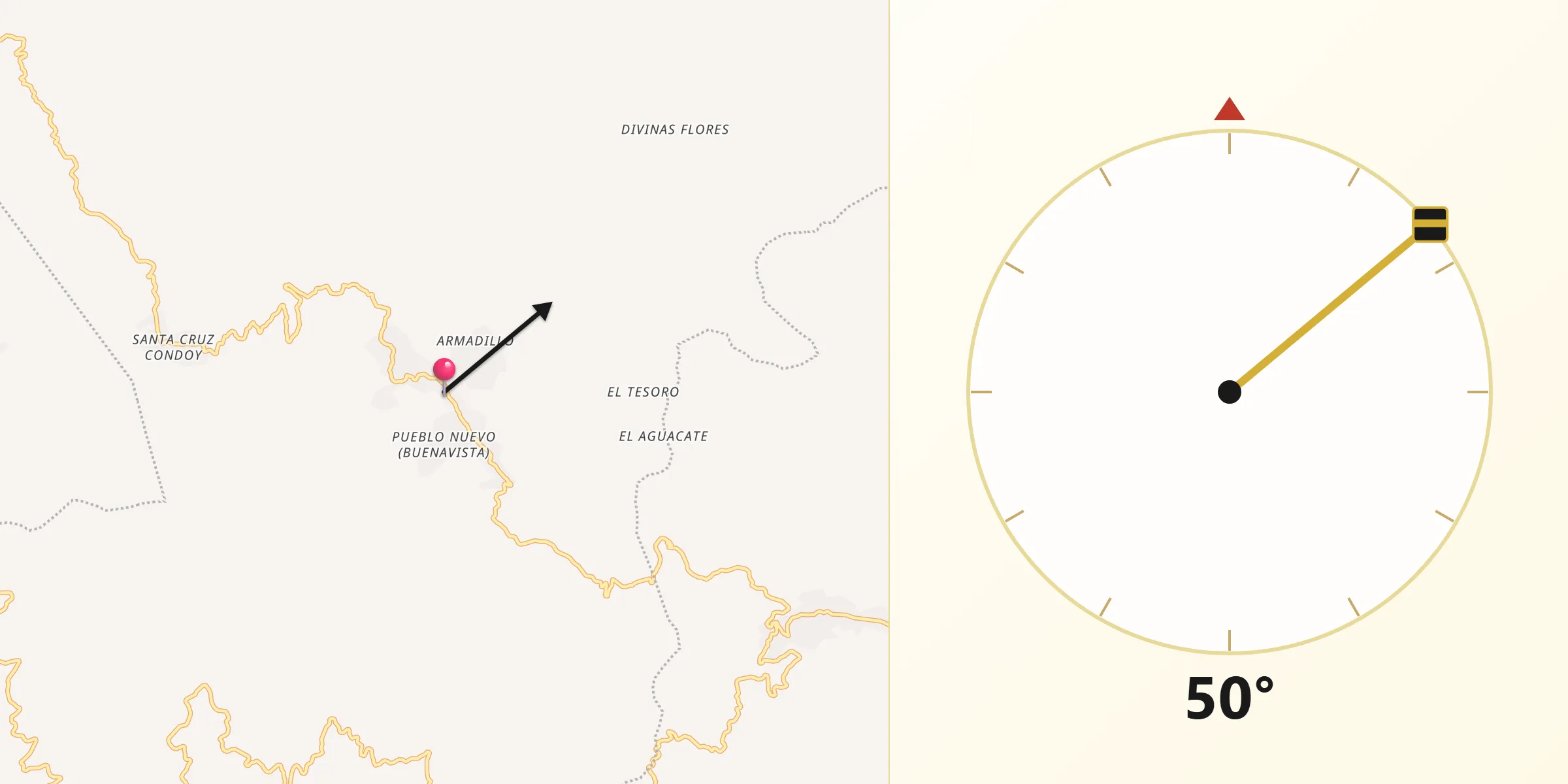 Dirección de la Qibla desde San Miguel Quetzaltepec