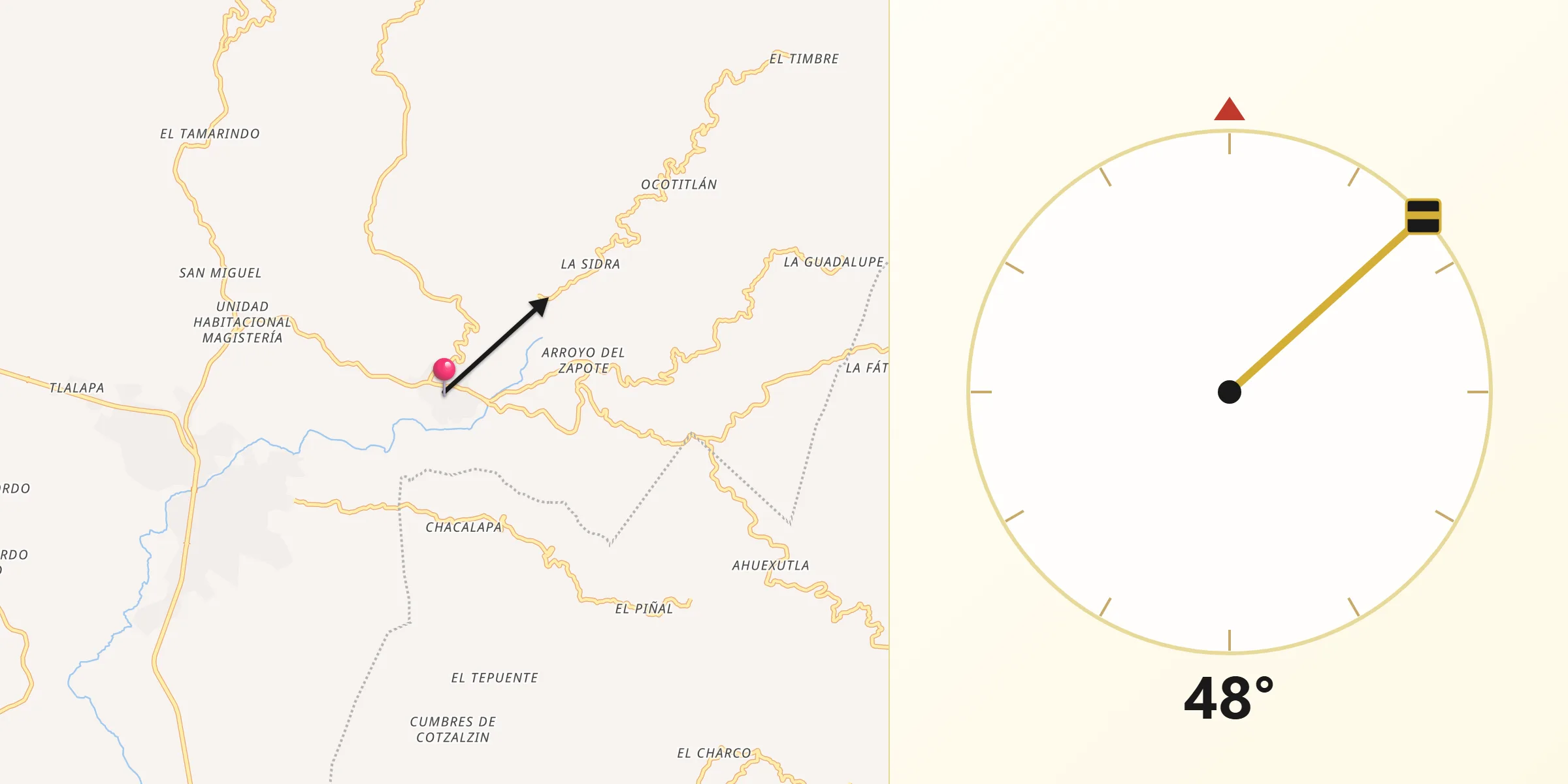 Dirección de la Qibla desde San José la Hacienda