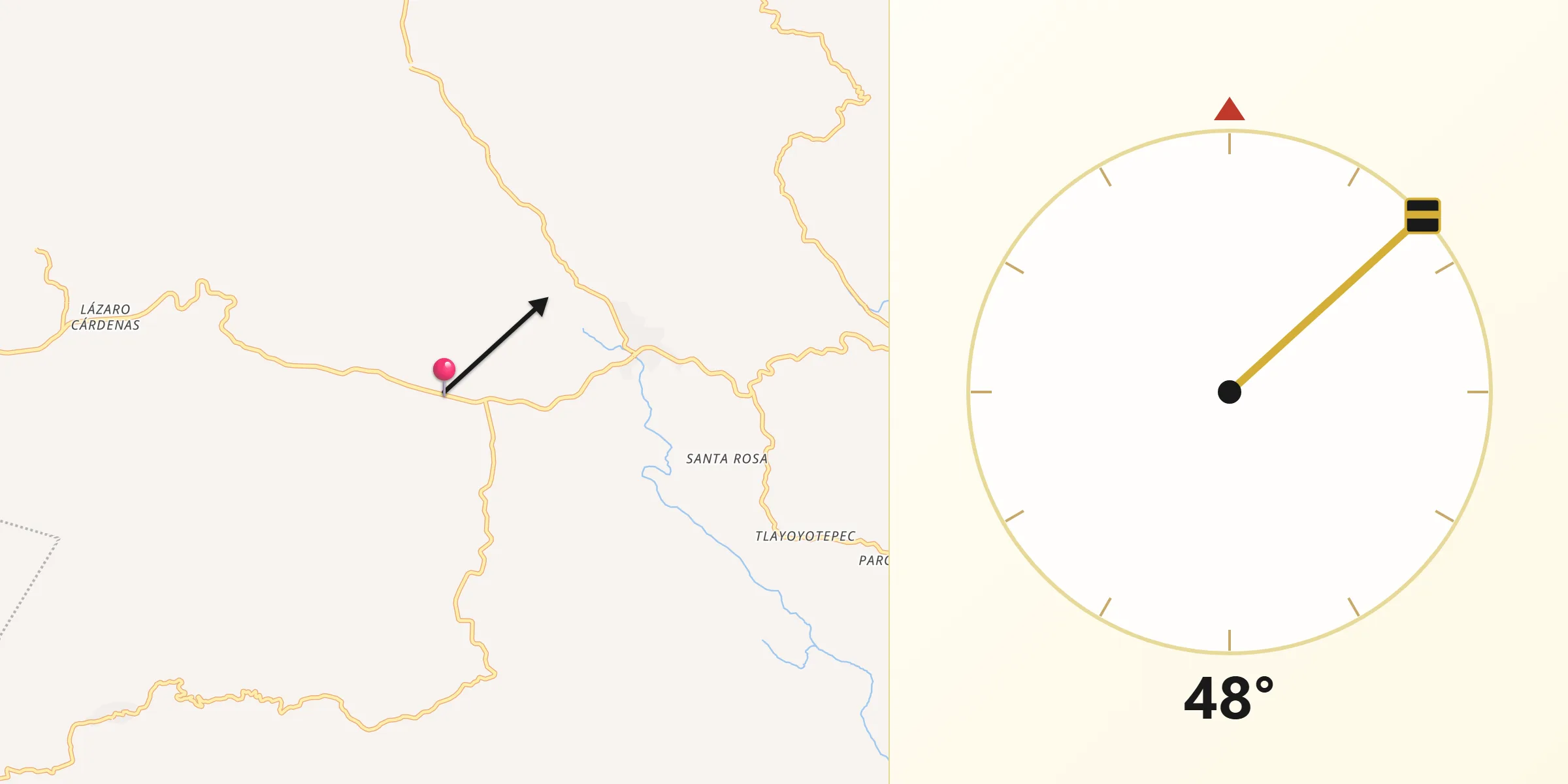 Dirección de la Qibla desde El Pericón