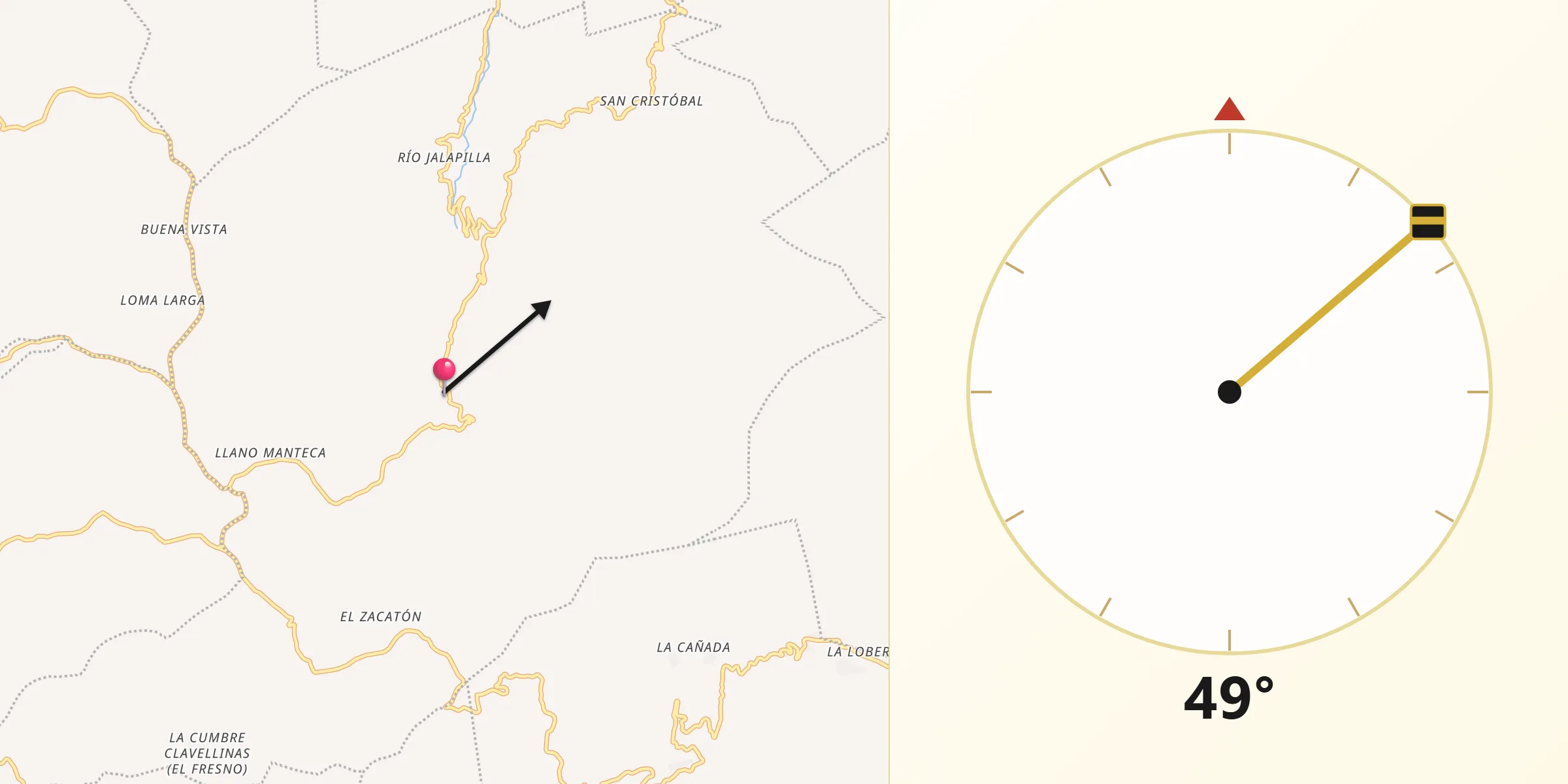 Dirección de la Qibla desde San Pablo Cuatro Venados