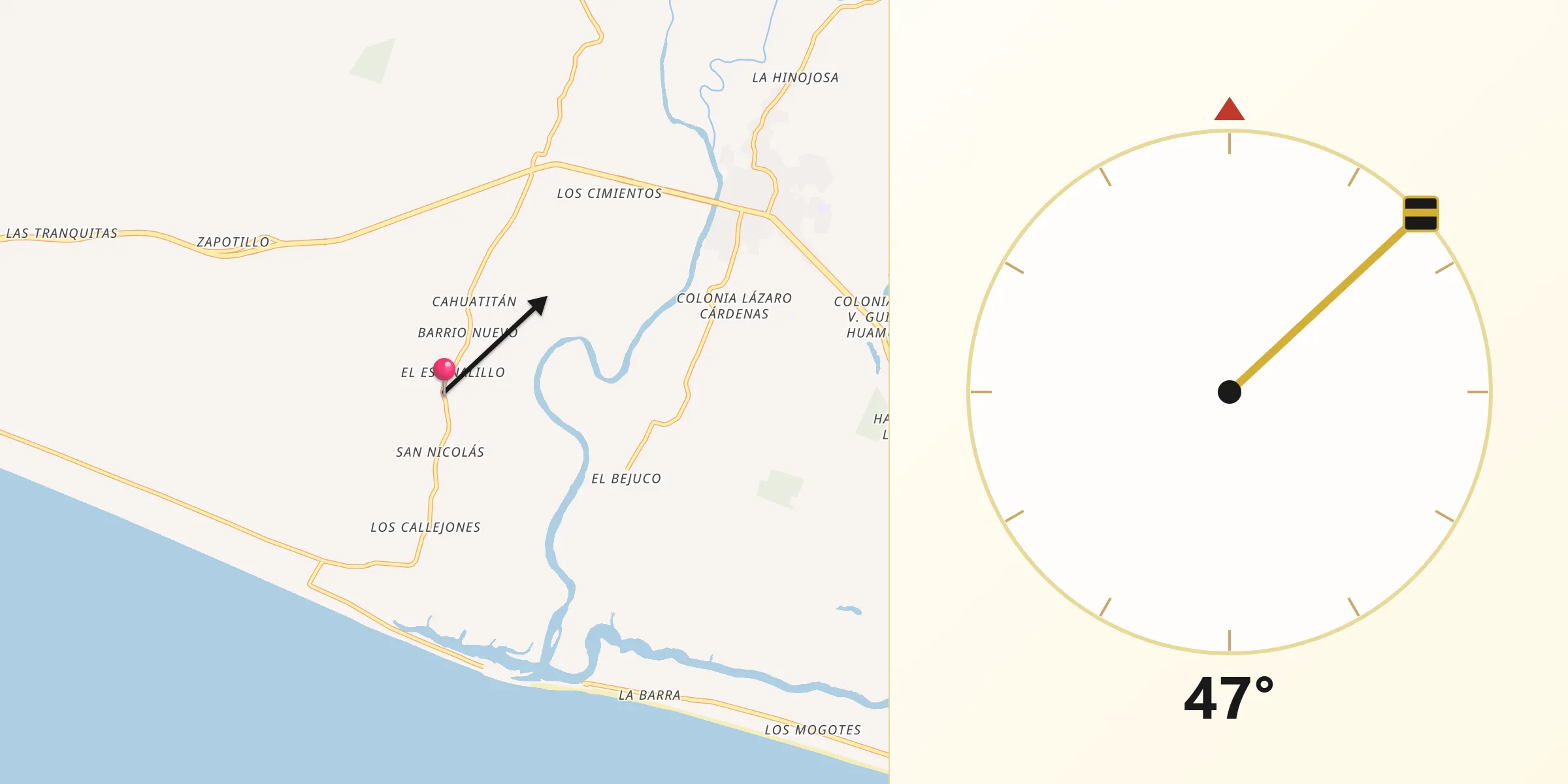 Dirección de la Qibla desde El Espinalillo