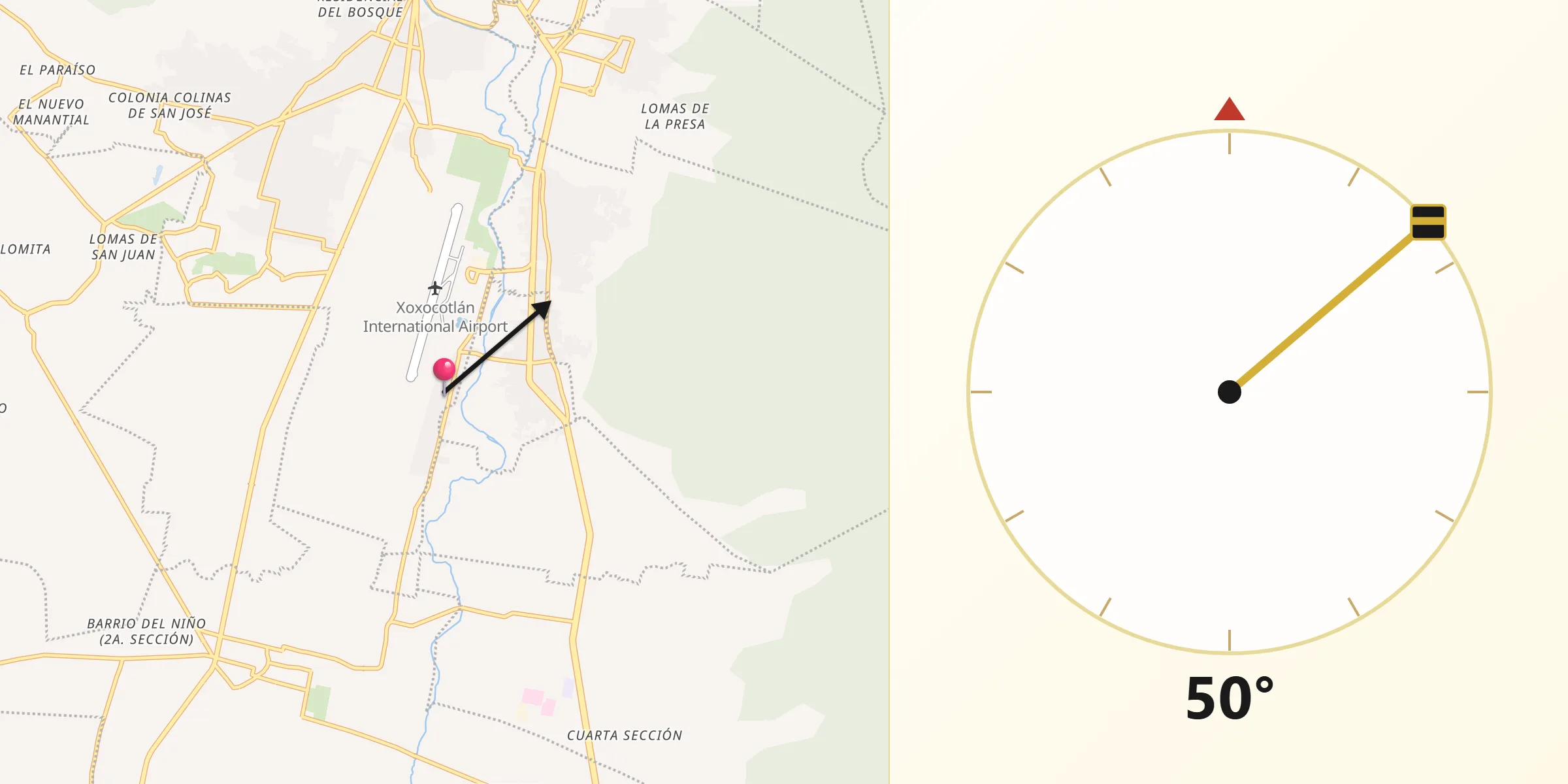 Dirección de la Qibla desde San Juan Bautista la Raya