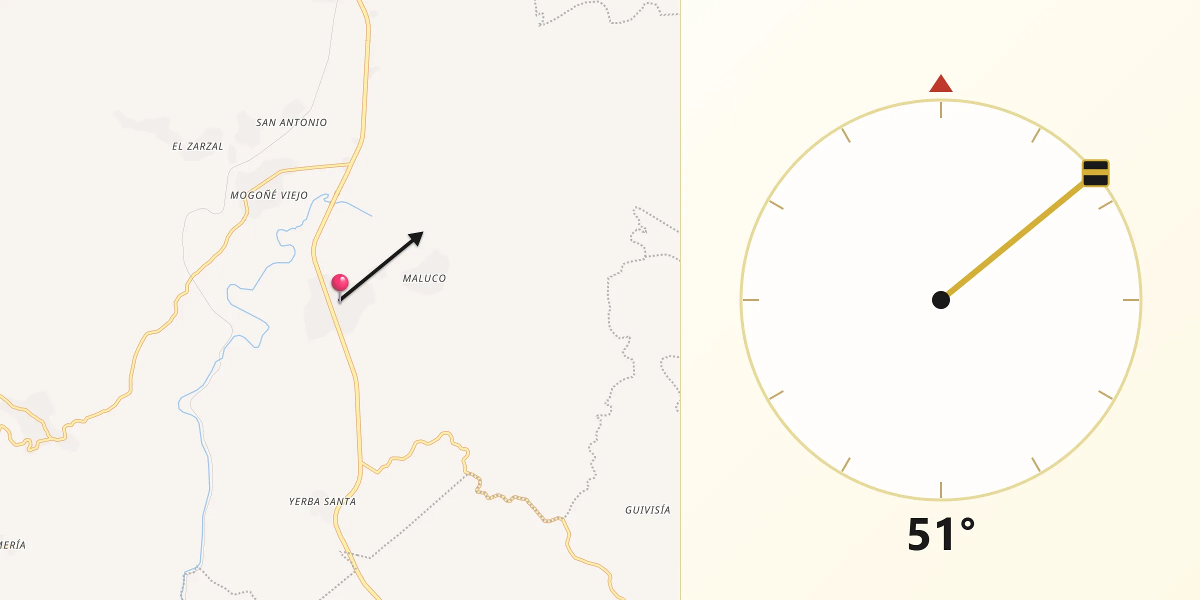 Dirección de la Qibla desde Piedra Blanca