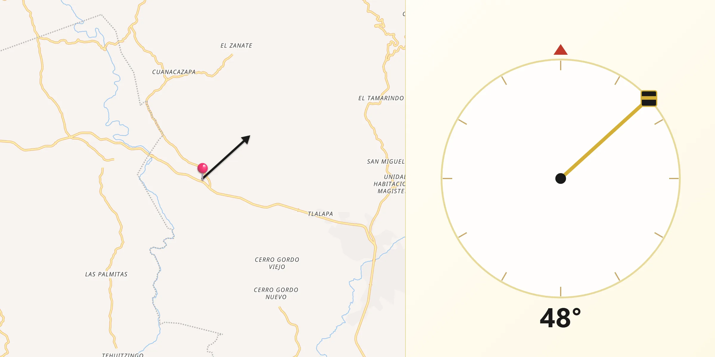 Dirección de la Qibla desde El Cortijo