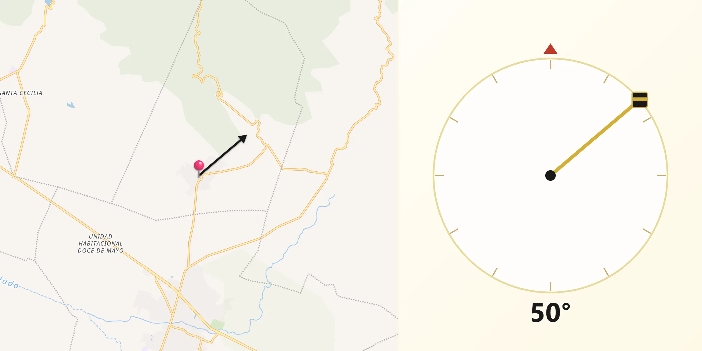 Dirección de la Qibla desde Santa Ana del Valle