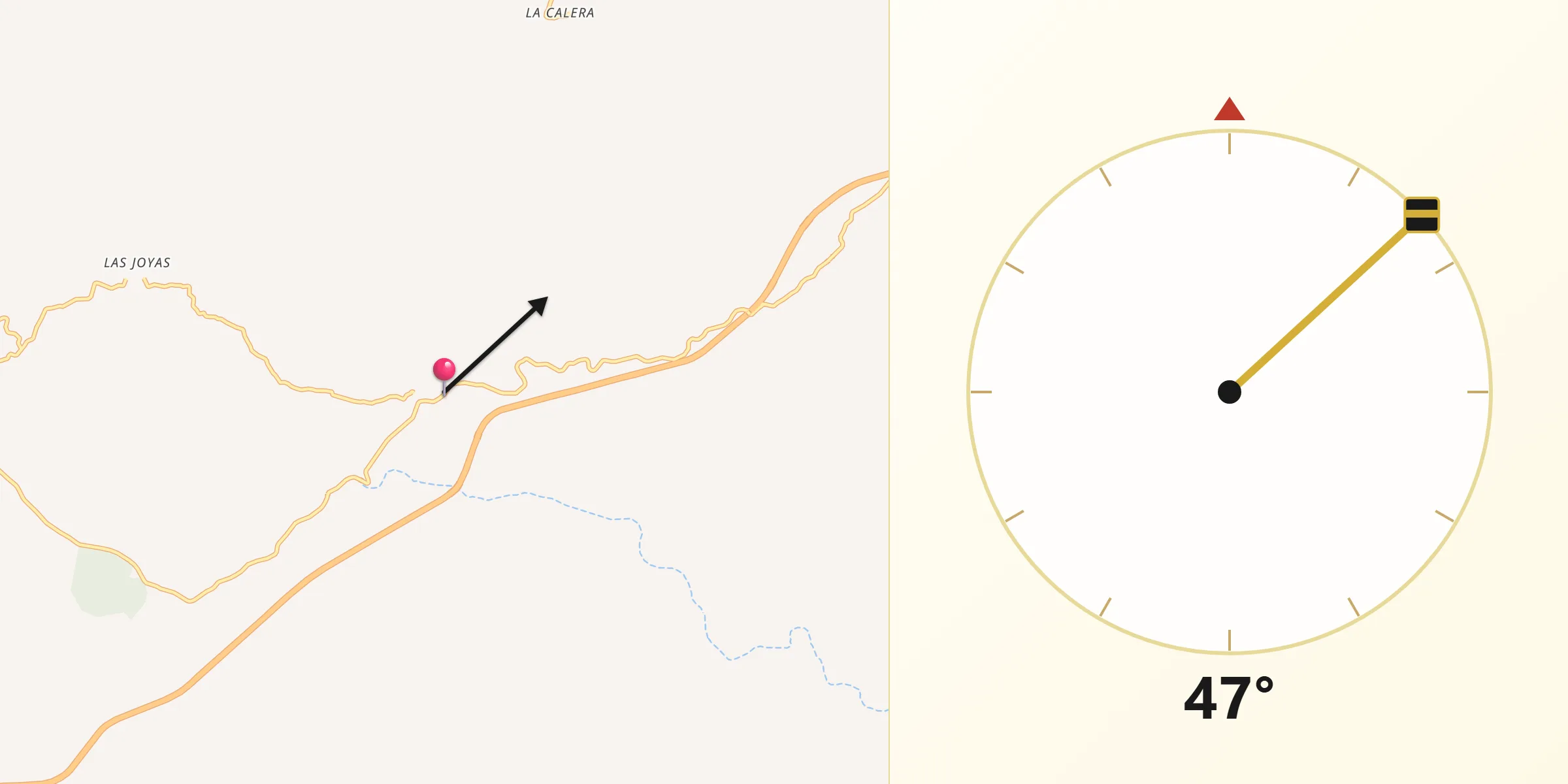 Dirección de la Qibla desde Sabanillas