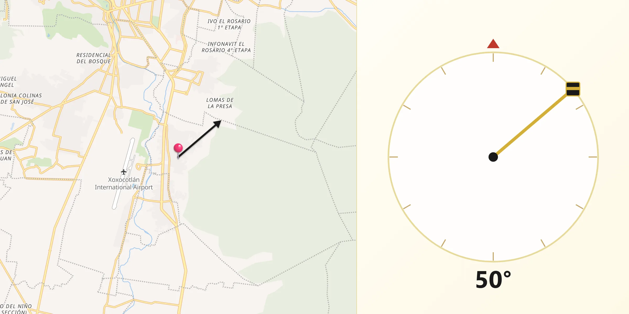 Dirección de la Qibla desde San Agustin de las Juntas