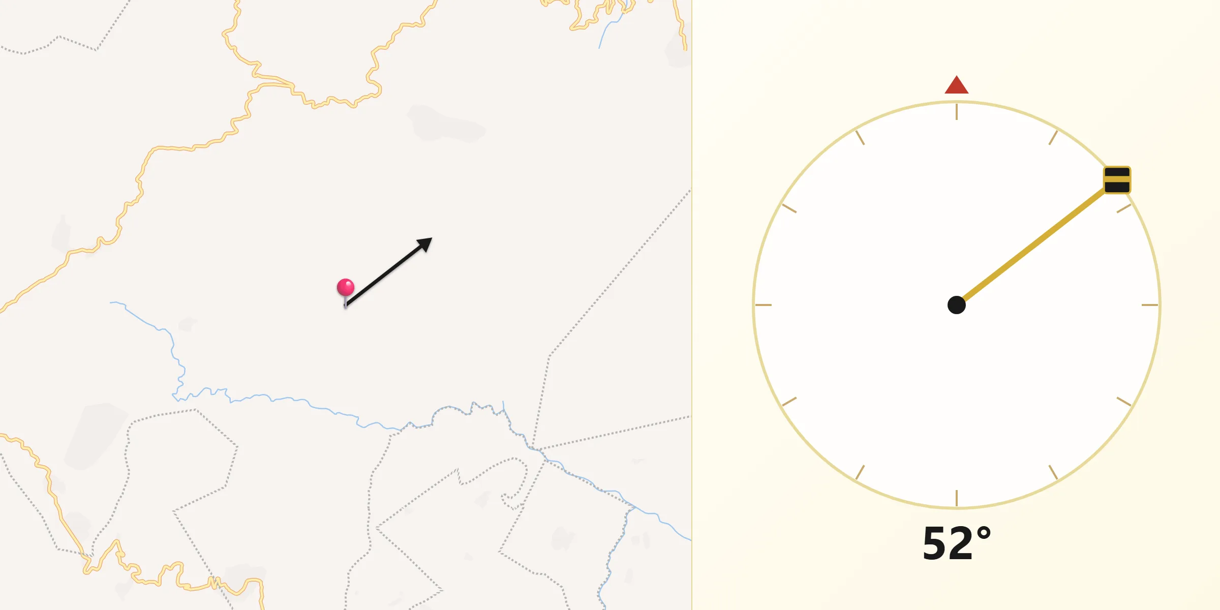 Dirección de la Qibla desde Los Plátanos
