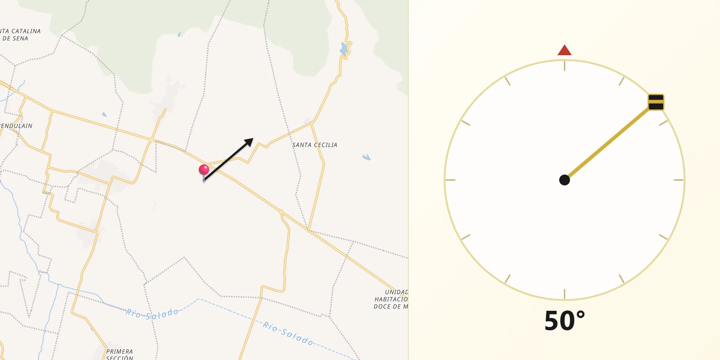 Dirección de la Qibla desde San Jerónimo Tlacochahuaya