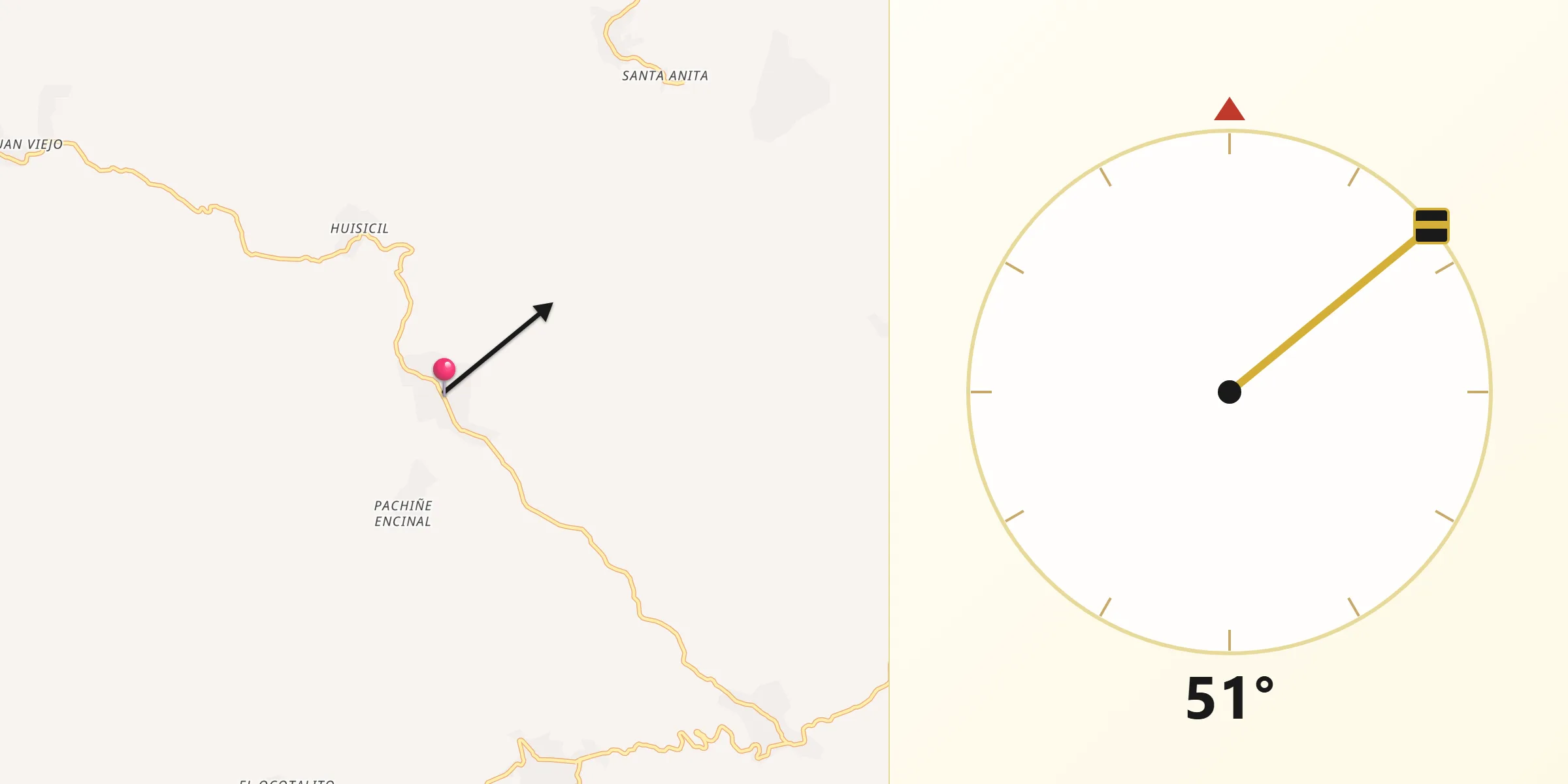 Dirección de la Qibla desde Encinal Colorado