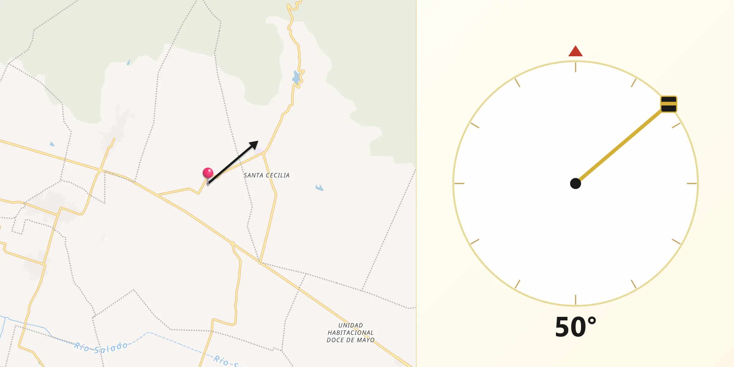 Dirección de la Qibla desde Macuilxóchitl de Artigas Carranza
