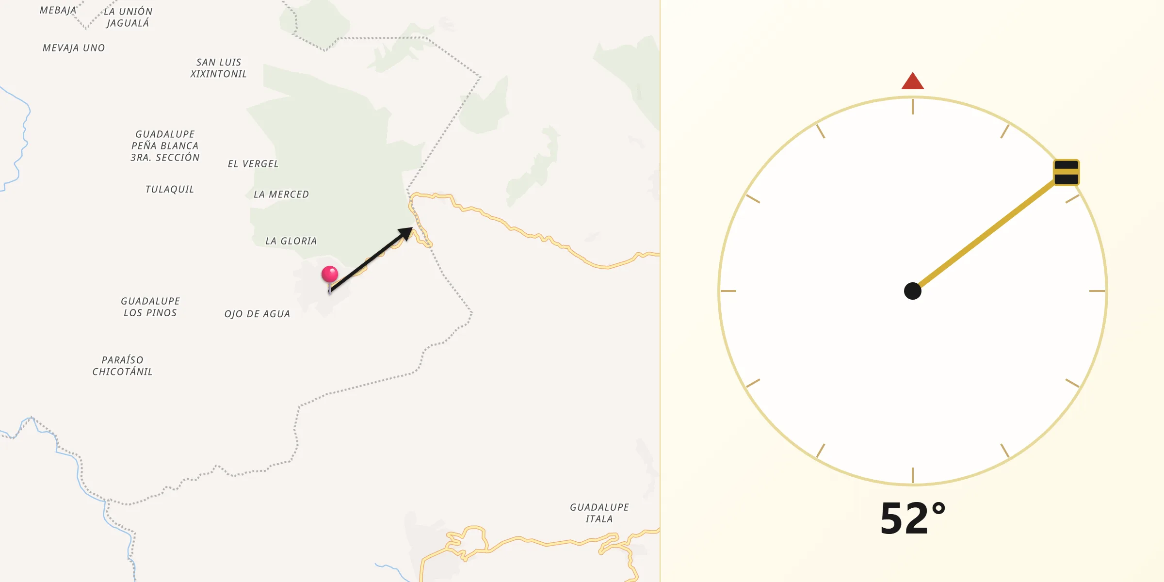 Dirección de la Qibla desde Sitalá