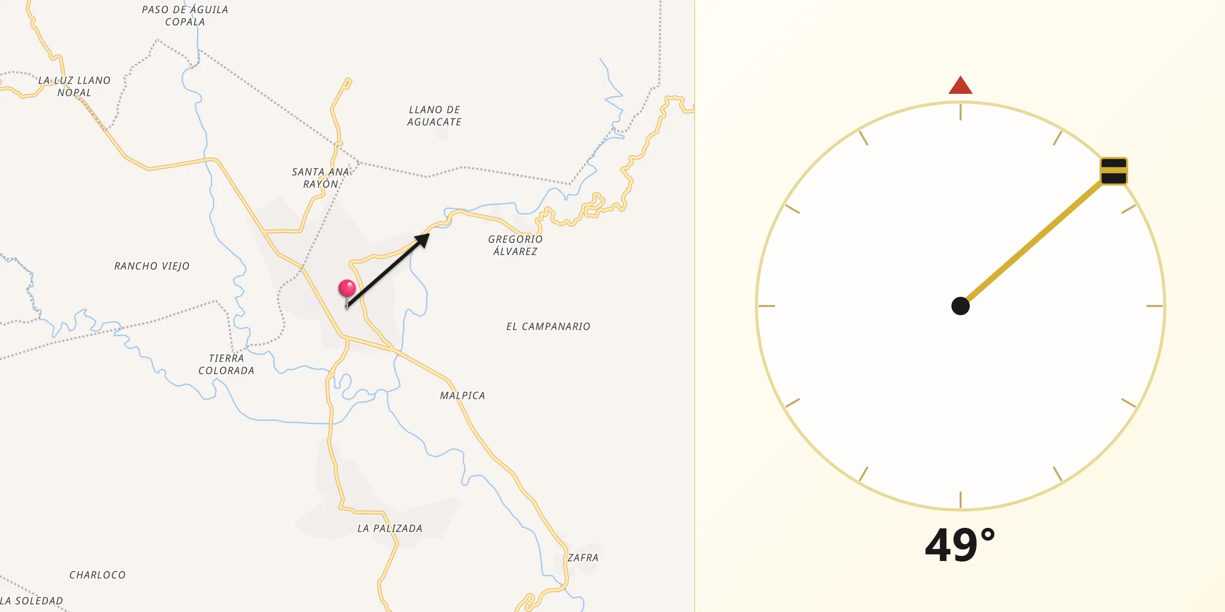 Dirección de la Qibla desde Putla Villa de Guerrero