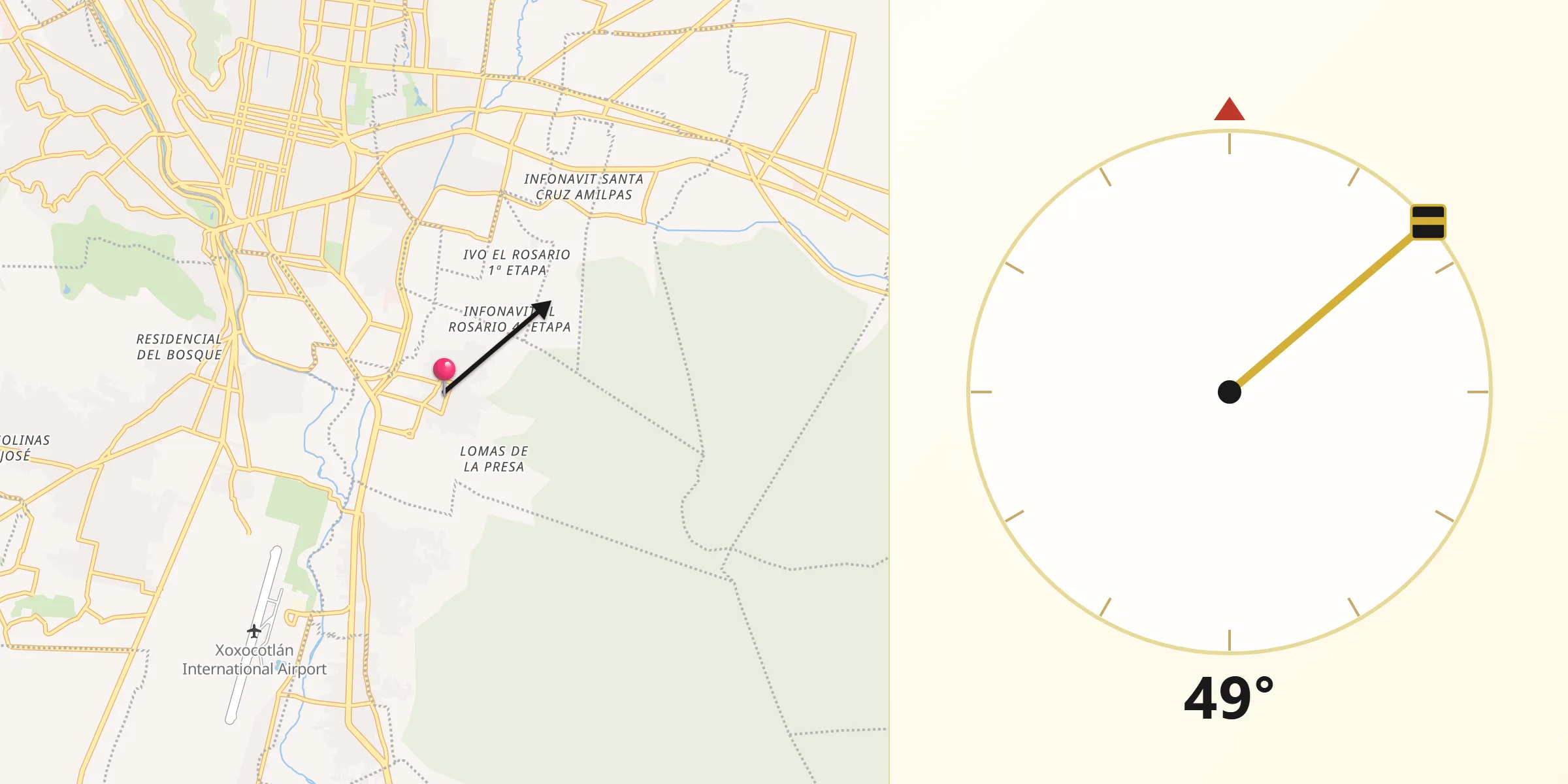 Dirección de la Qibla desde San Antonio de la Cal