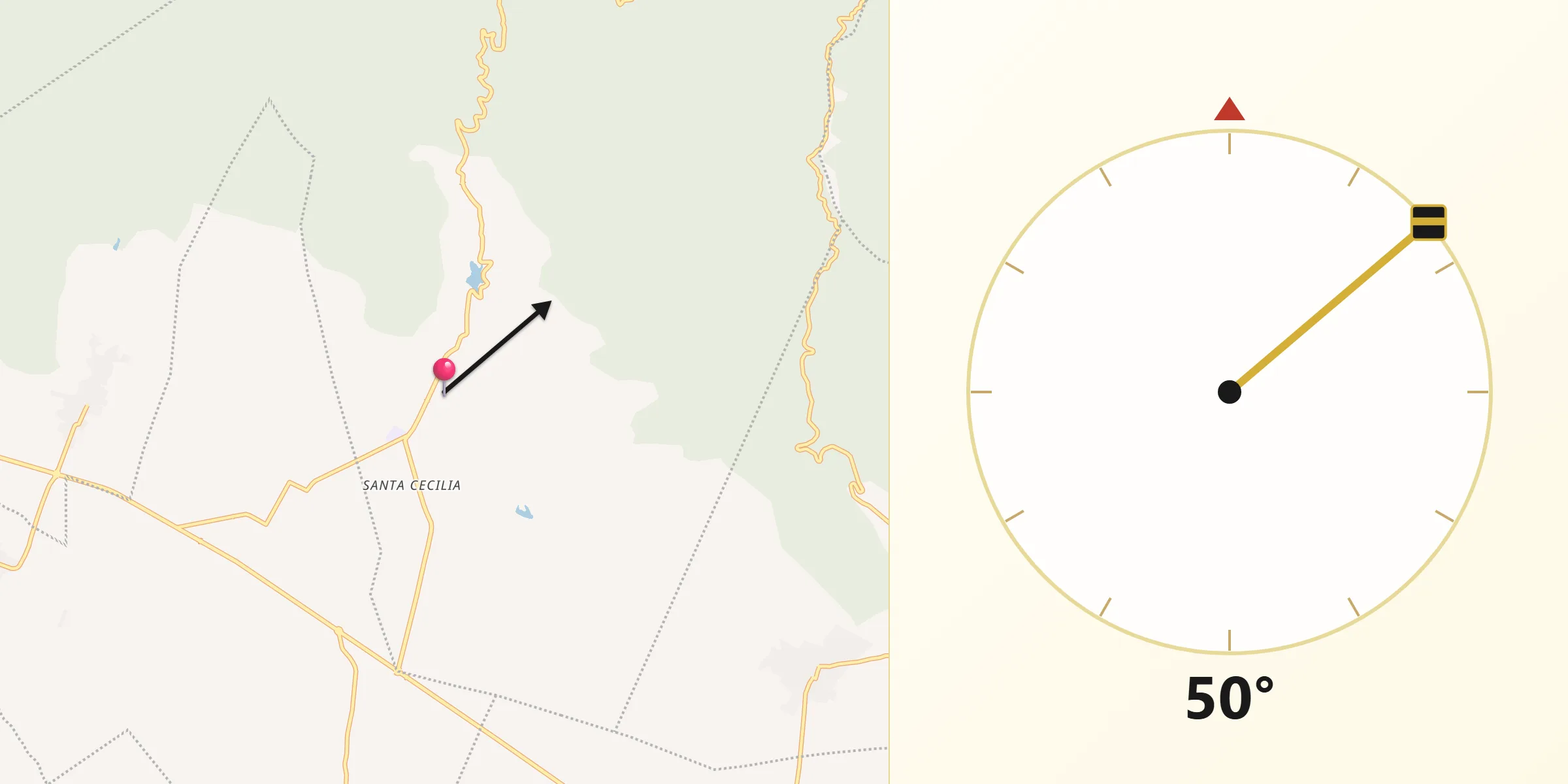 Dirección de la Qibla desde Teotitlán del Valle