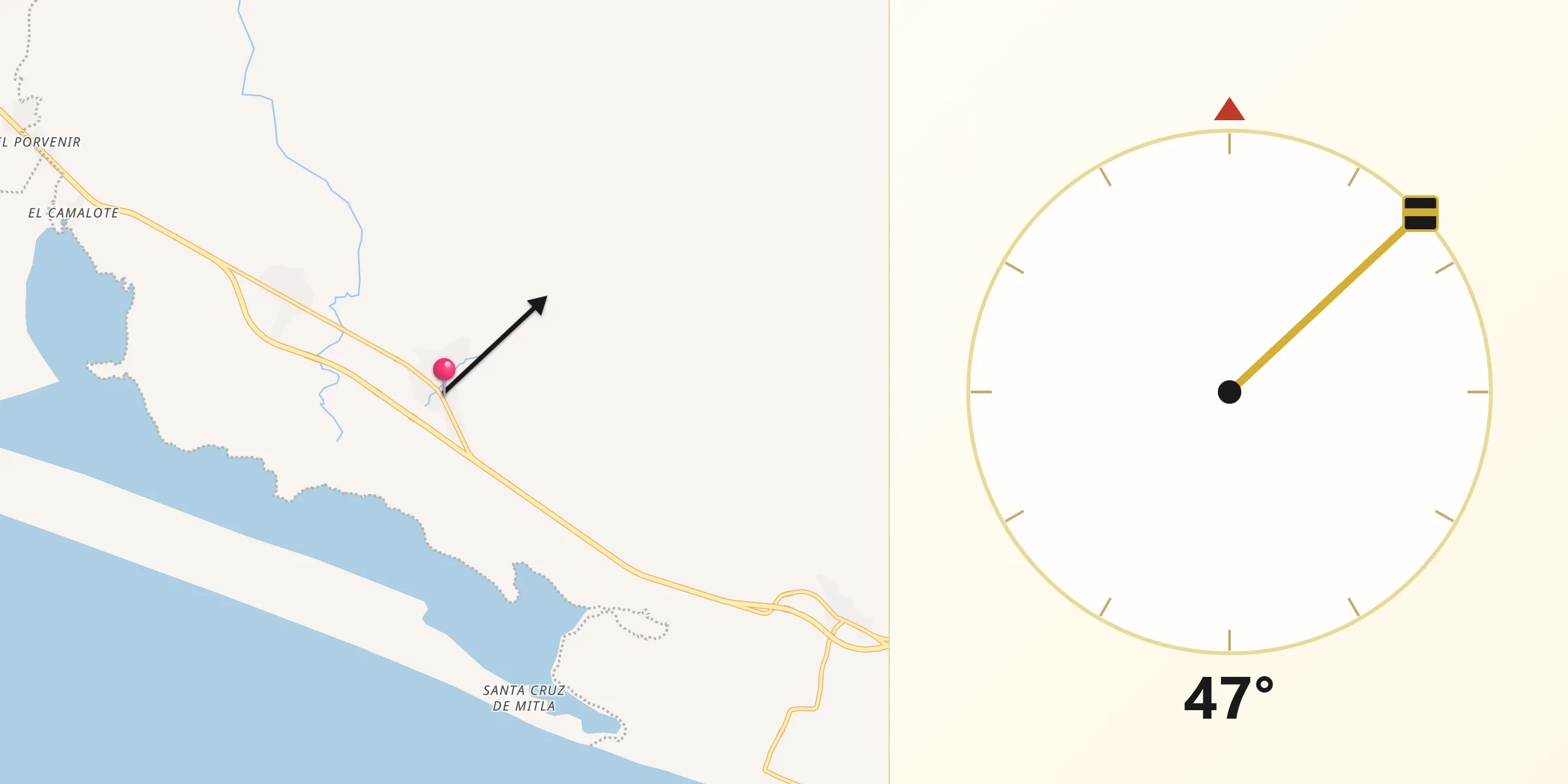 Dirección de la Qibla desde El Papayo