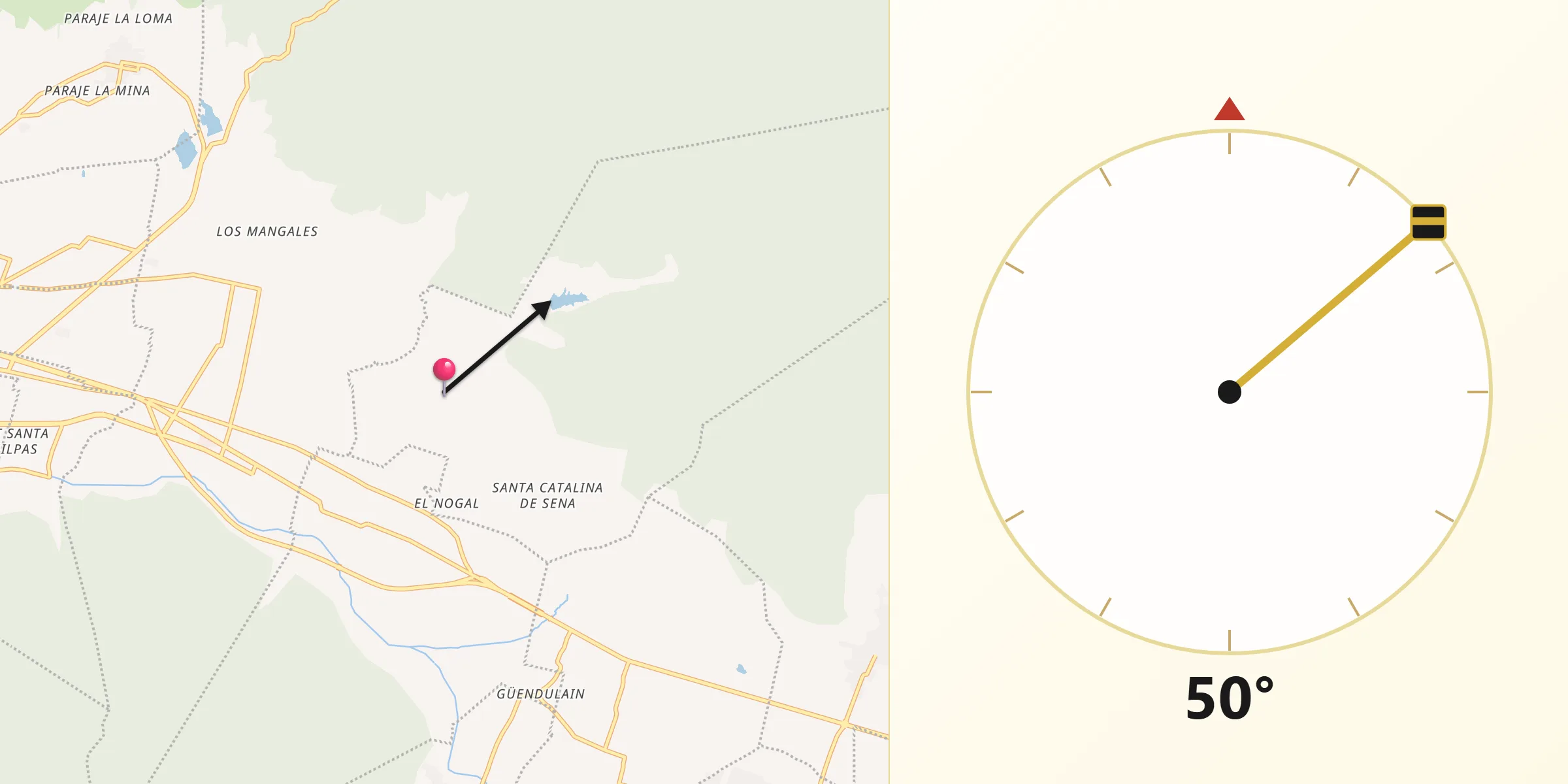 Dirección de la Qibla desde Santo Domingo Tomaltepec