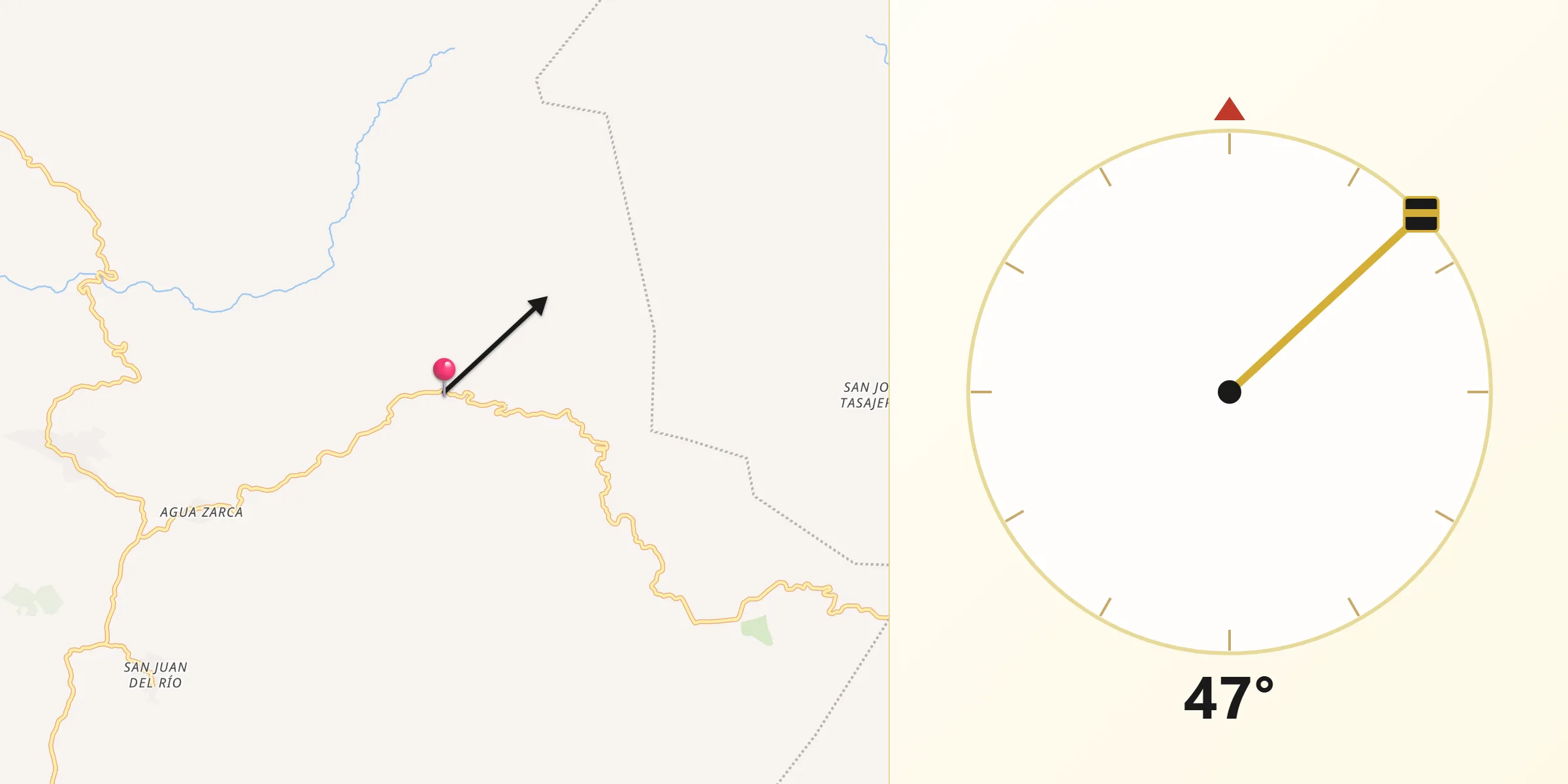 Dirección de la Qibla desde Platanillo