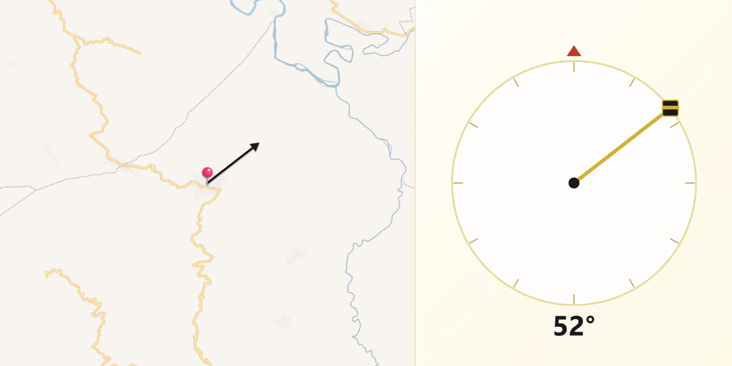 Dirección de la Qibla desde Chiquinshulum